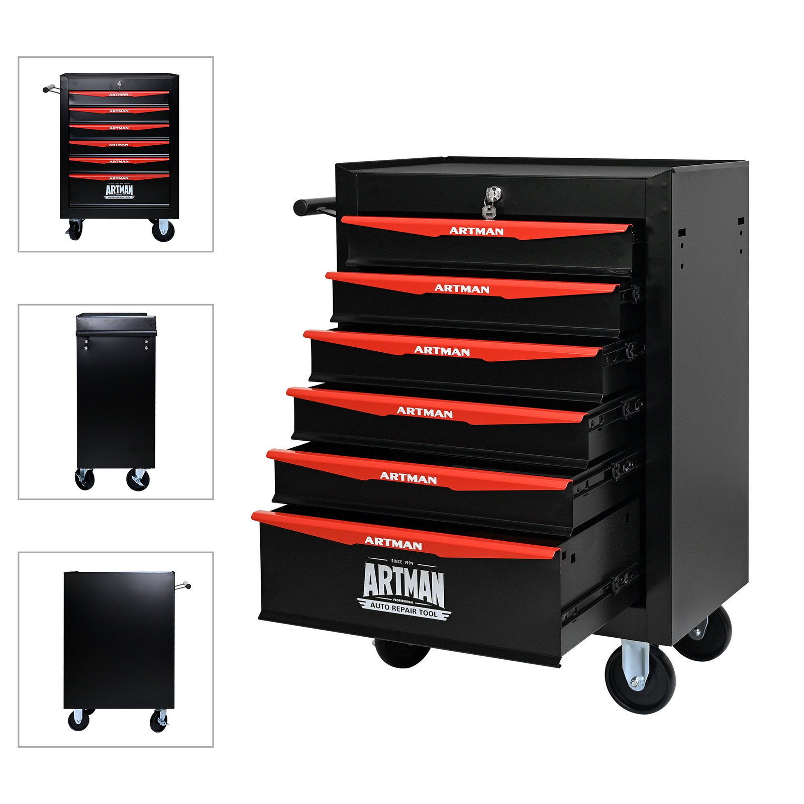 20″ Rolling Metal Tool Chest with 6 Drawers, Ball Bearing Slides, Steel Tool Sto