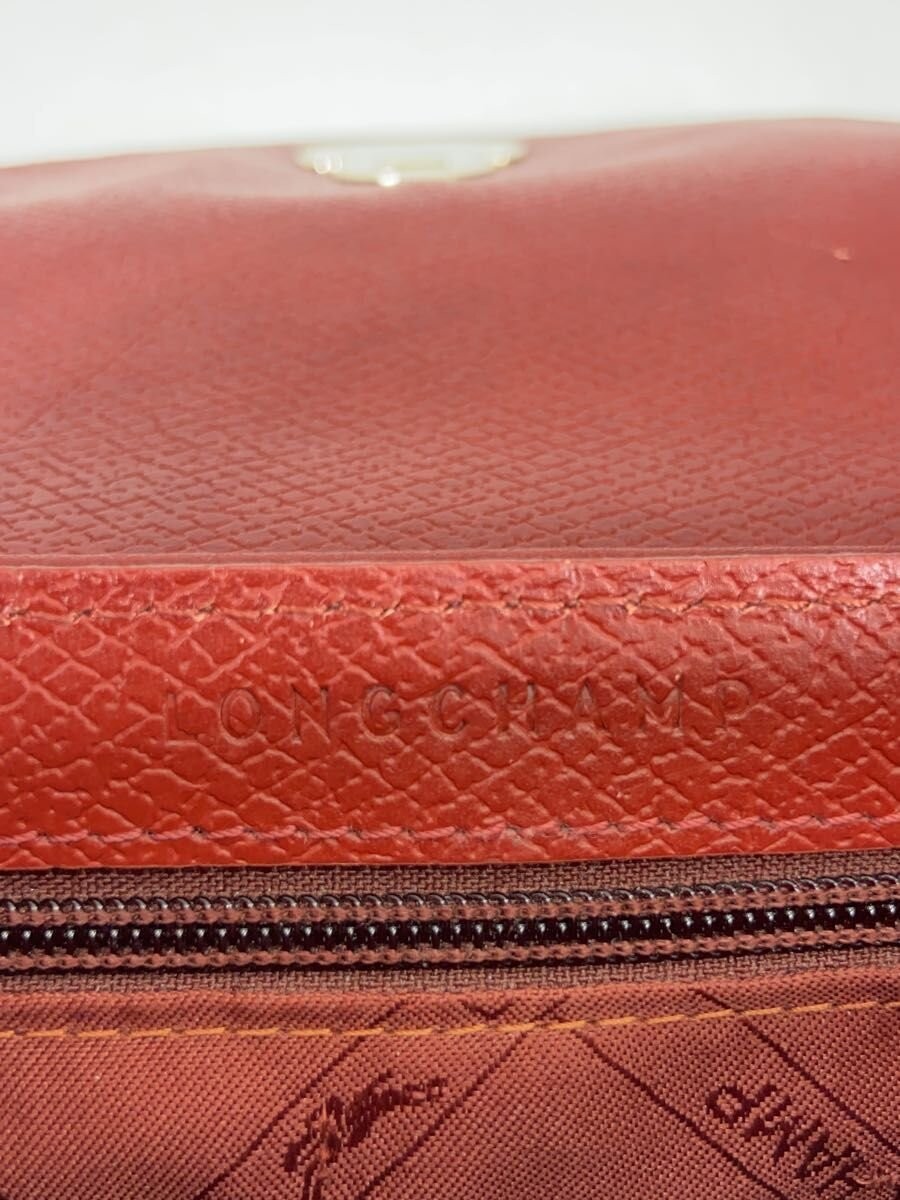 LONGCHAMP Shoulder Bag 20×17.5cm Red Solid Used Pilling Scratches