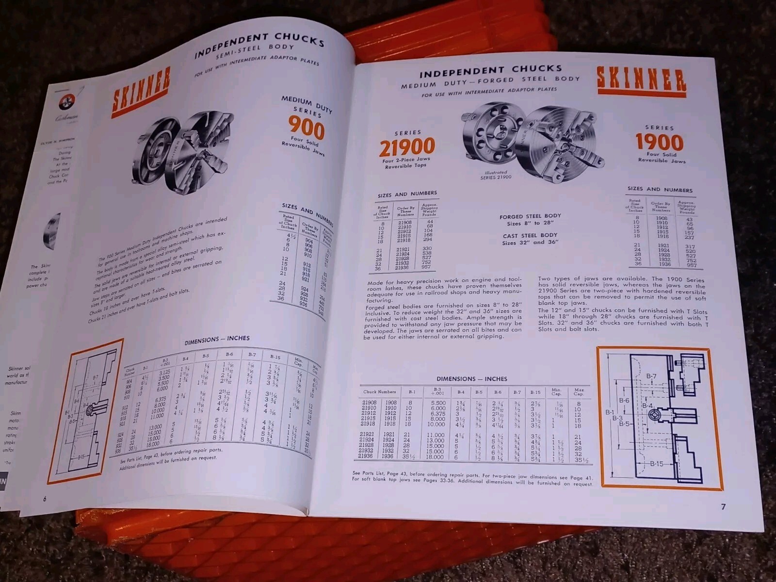 1964 SKINNER CHUCKS VISES COMPANY CATALOG #75 Hand Operated Soft Blank Top Jaws