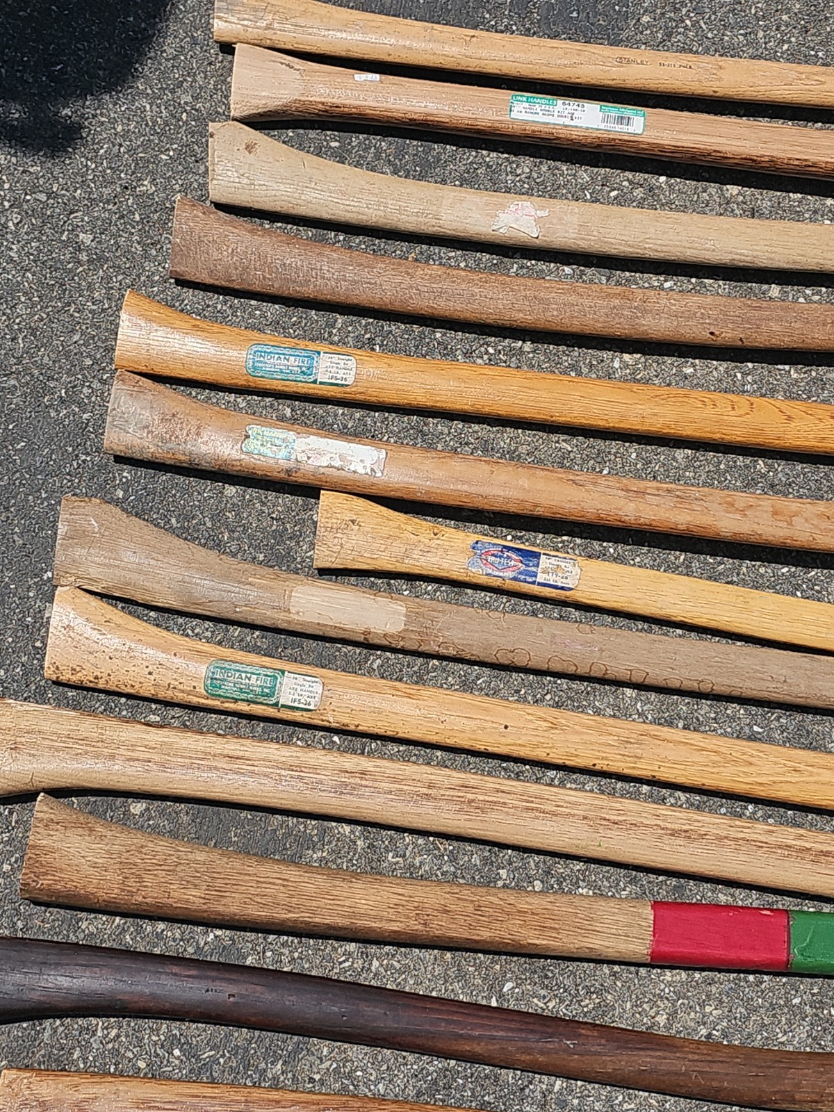 Q90- Lot of antique vintage cutoff axe handles for repurpose