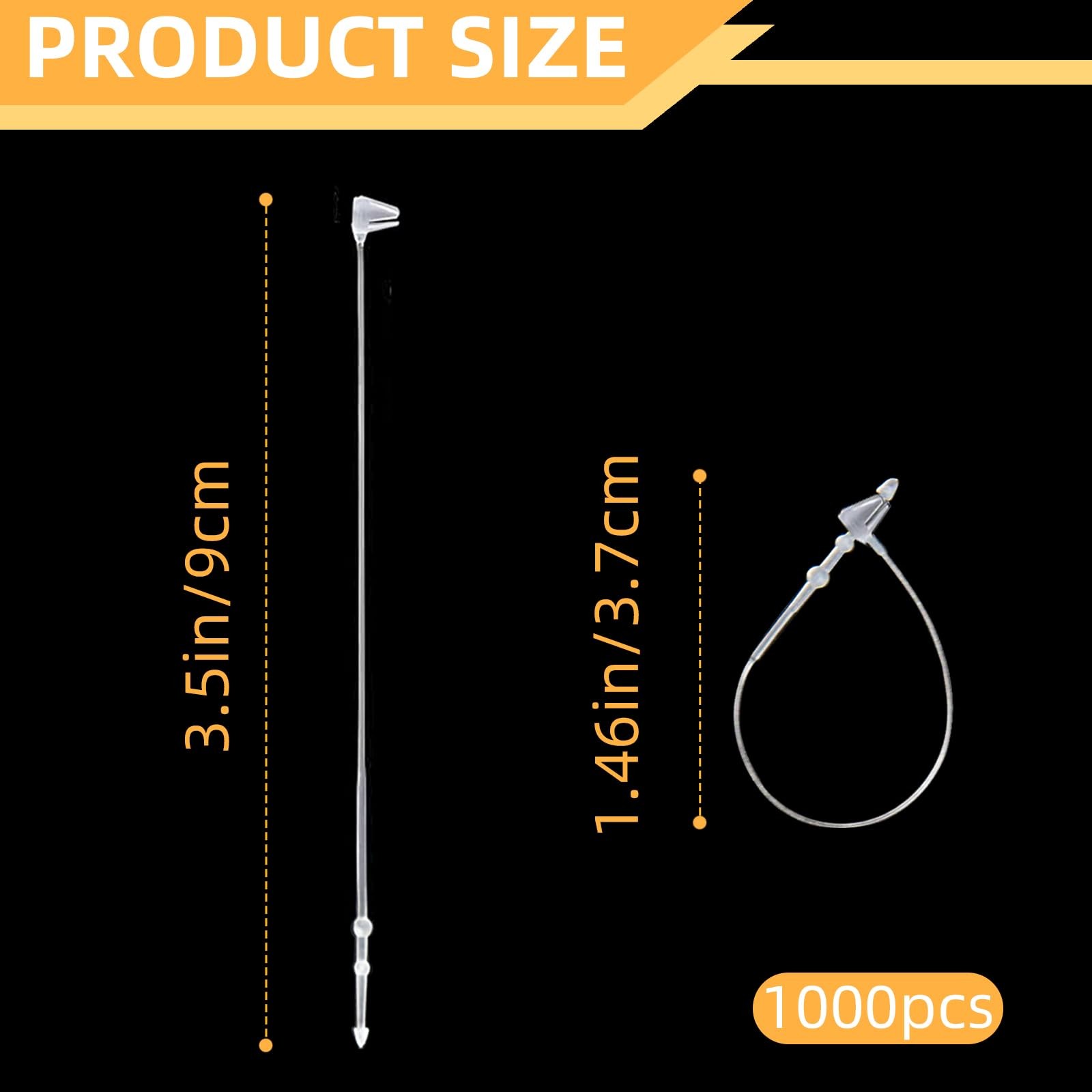 1000 Pcs 3 Inch Hang Prices Tag Fasteners Plastic Fasteners,Clear Transparent