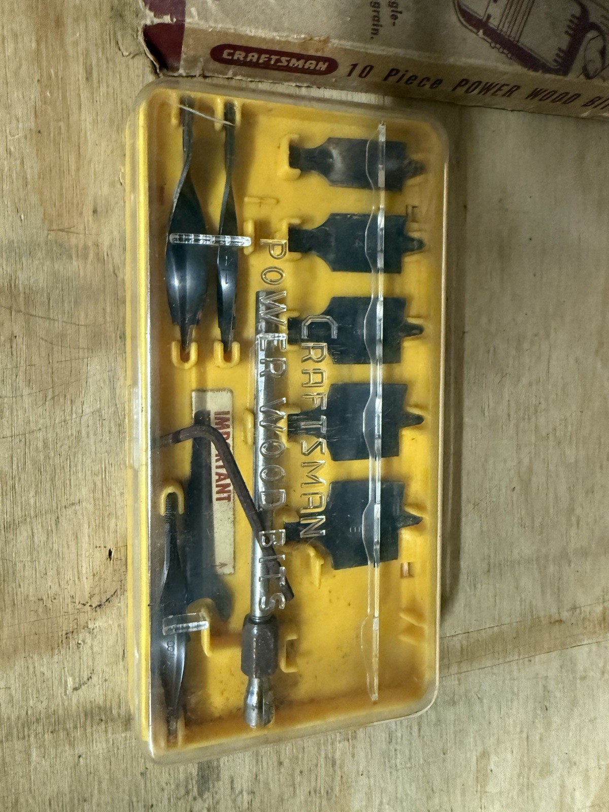 Vintage Craftsman No. 9-2082 10 Pc Power Wood Bit Set w/ Original Box USA