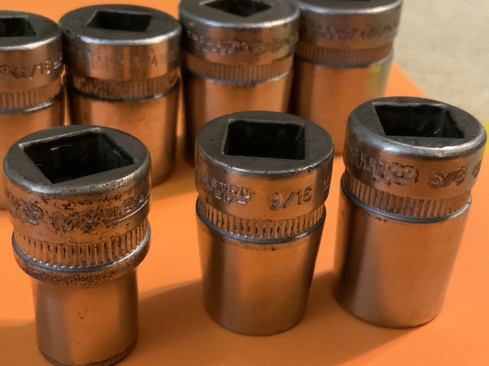 INDESTRO SUPER 6pc 1/2 Drive 12pt SAE Sockets, 9/16in. -7/8in., USA Made