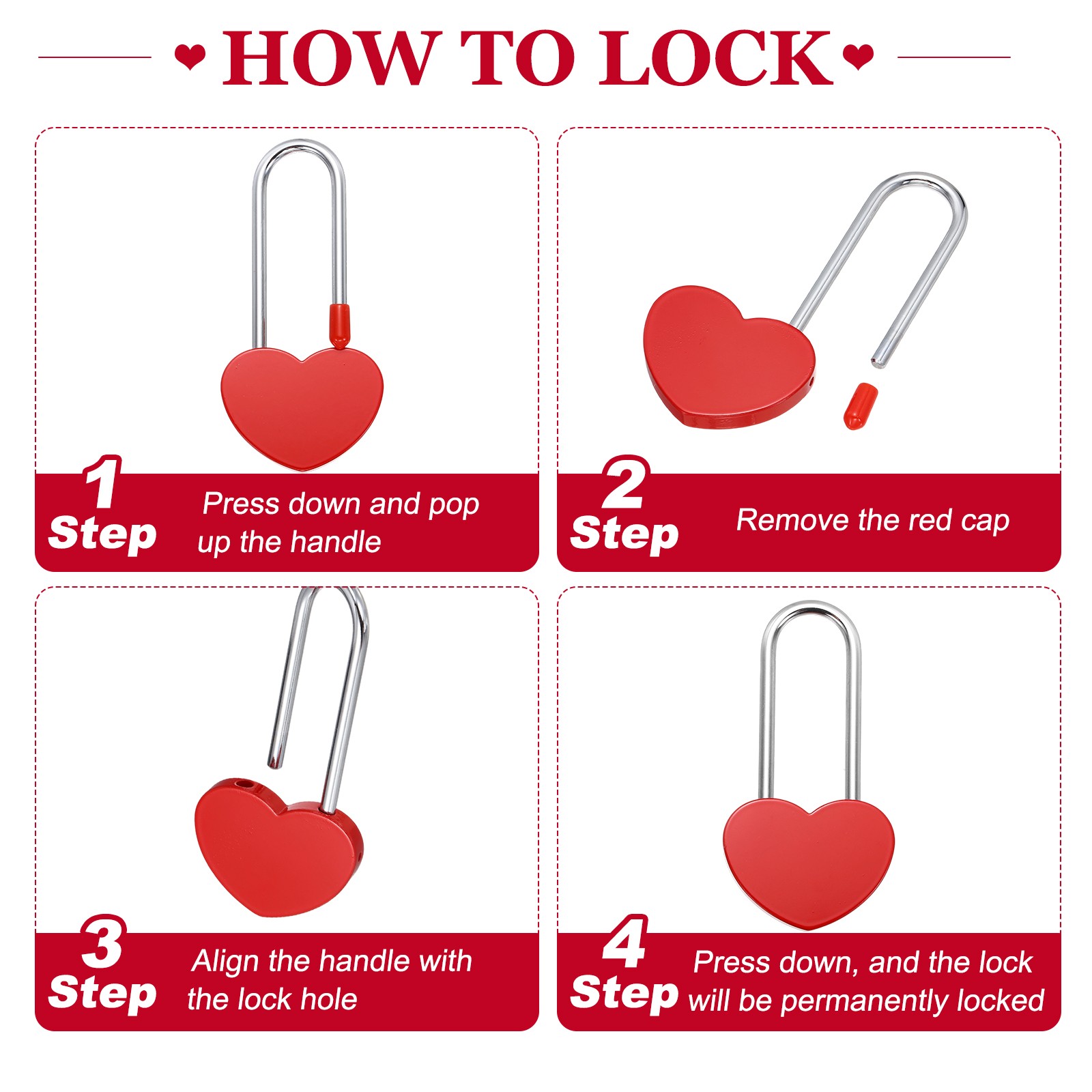 5Pcs 4″ (100mm) Love Heart Lock Alloy Steel Keyless, Light Blue
