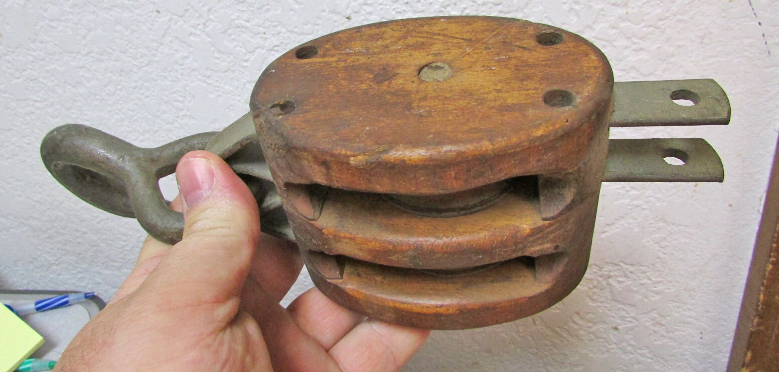 Young Brand Block and Tackle pulley w 2 pullys 4.5 inch, nice decor item, works