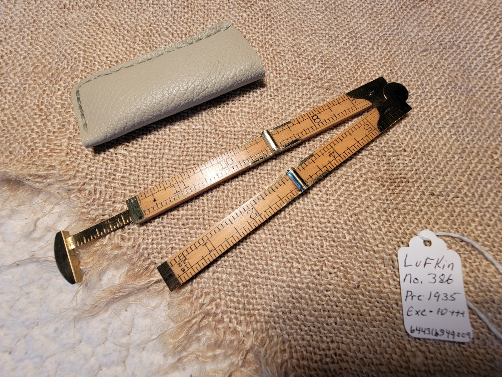 Vintage Antique LUFKIN No. 386 Rule Caliper Pocket Ruler EXC