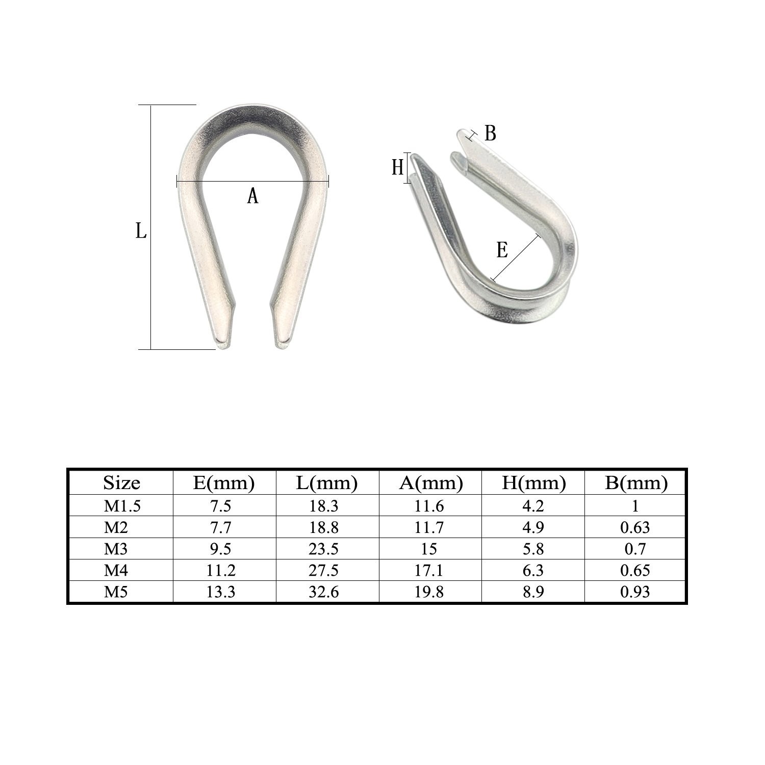 304 Stainless Steel Wire Rope Cable Thimbles and 6 Sizes Aluminum Crimping Lo…