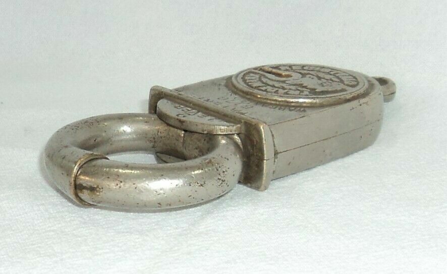 VINTAGE PADLOCK 2 LEVER PAT 5176 WARRANTED SECURE REGISTERED TRADEMARK CRAB LOCK