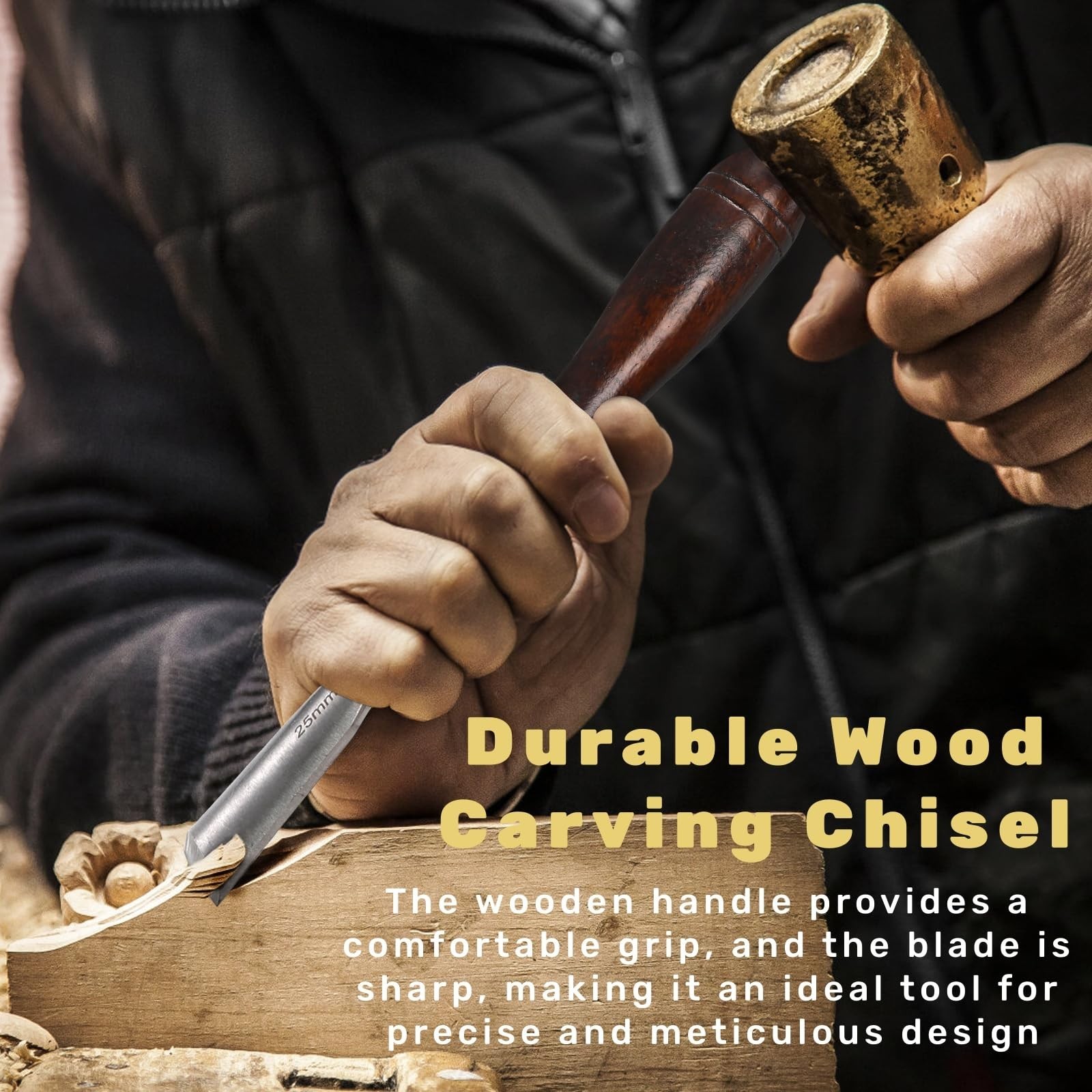 12 Pieces Wood Chisel Set, Woodworking Carving Tools with Wooden Box, CR-V St…