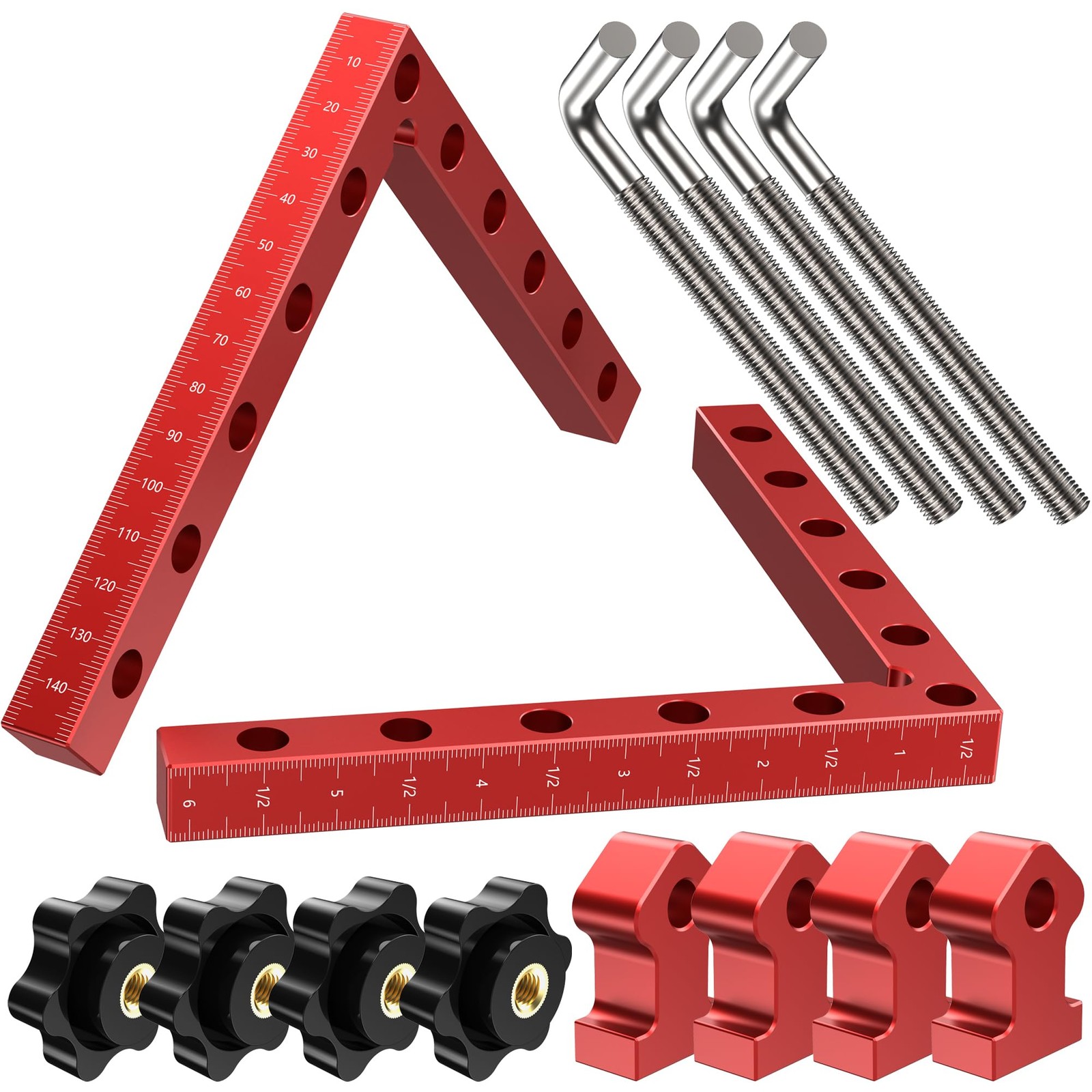 corner clamps for woodworking,2-Pack 5.9″,90-degree square positioning Red