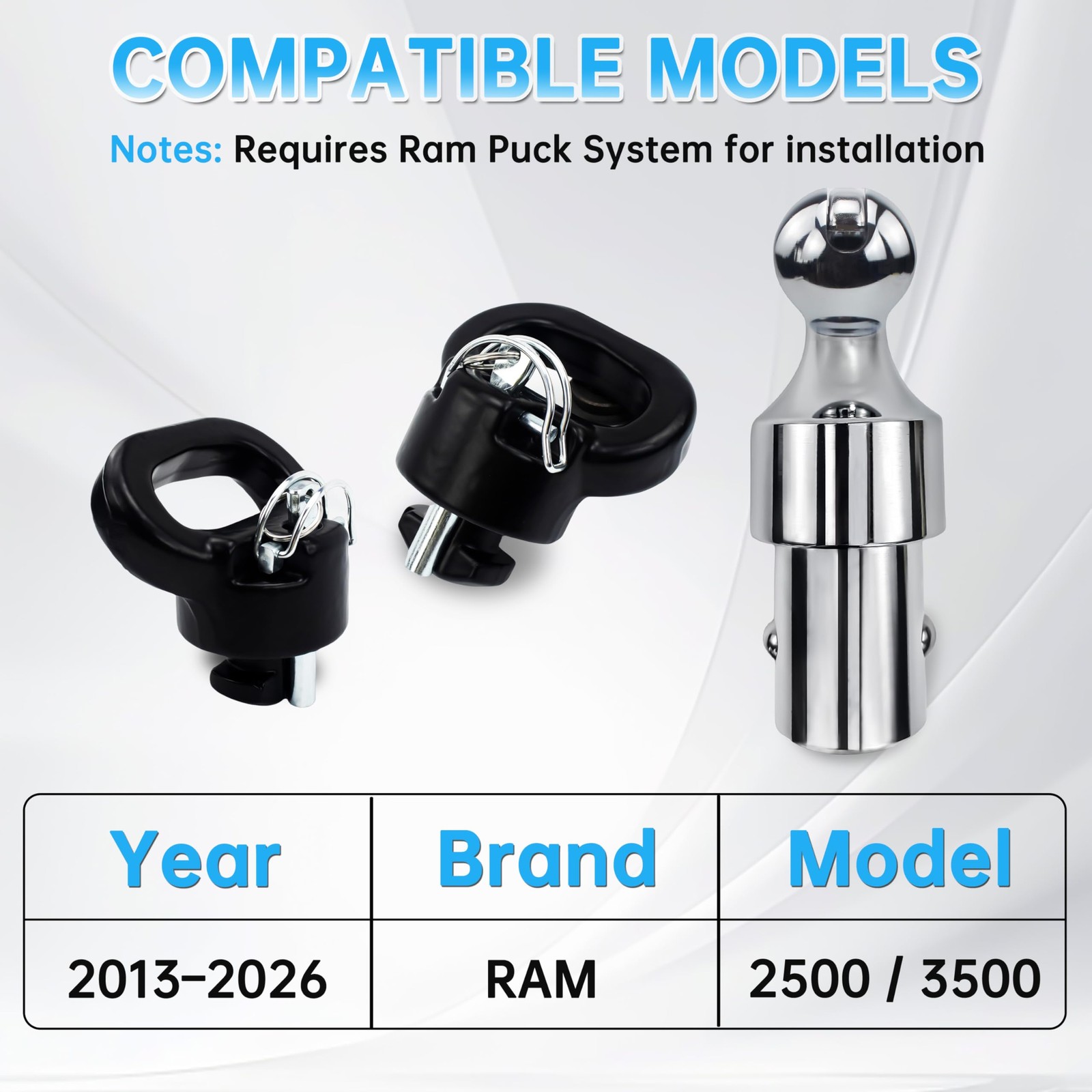 60638 Upgraded 38k Puck System Gooseneck Hitch Ball Kit Compatible with