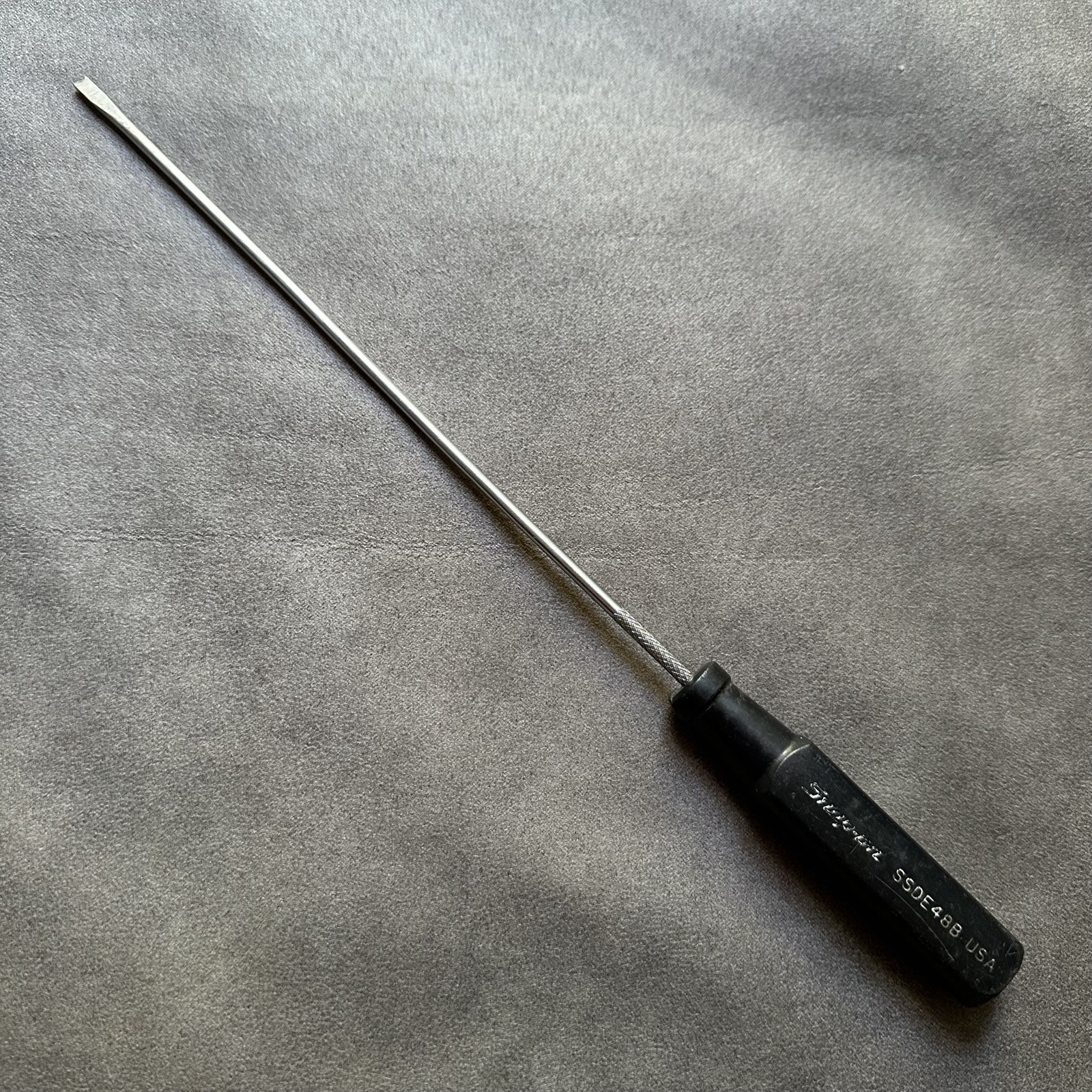 VINTAGE SNAP-ON SSDE48B 11″ THIN SLOTTED FLAT HEAD SCREWDRIVER MADE IN USA