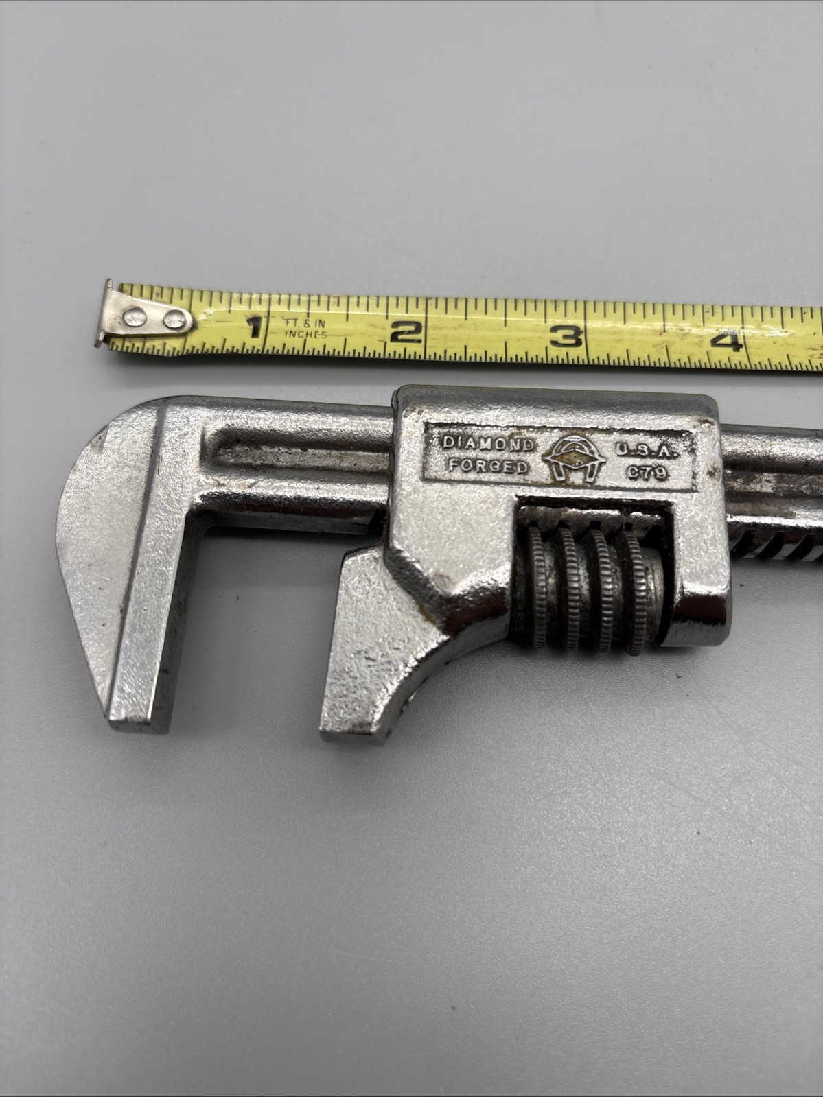 RARE Vintage 9 inch Diamond Forged USA C79 Adj. Wrench Horseshoe Logo