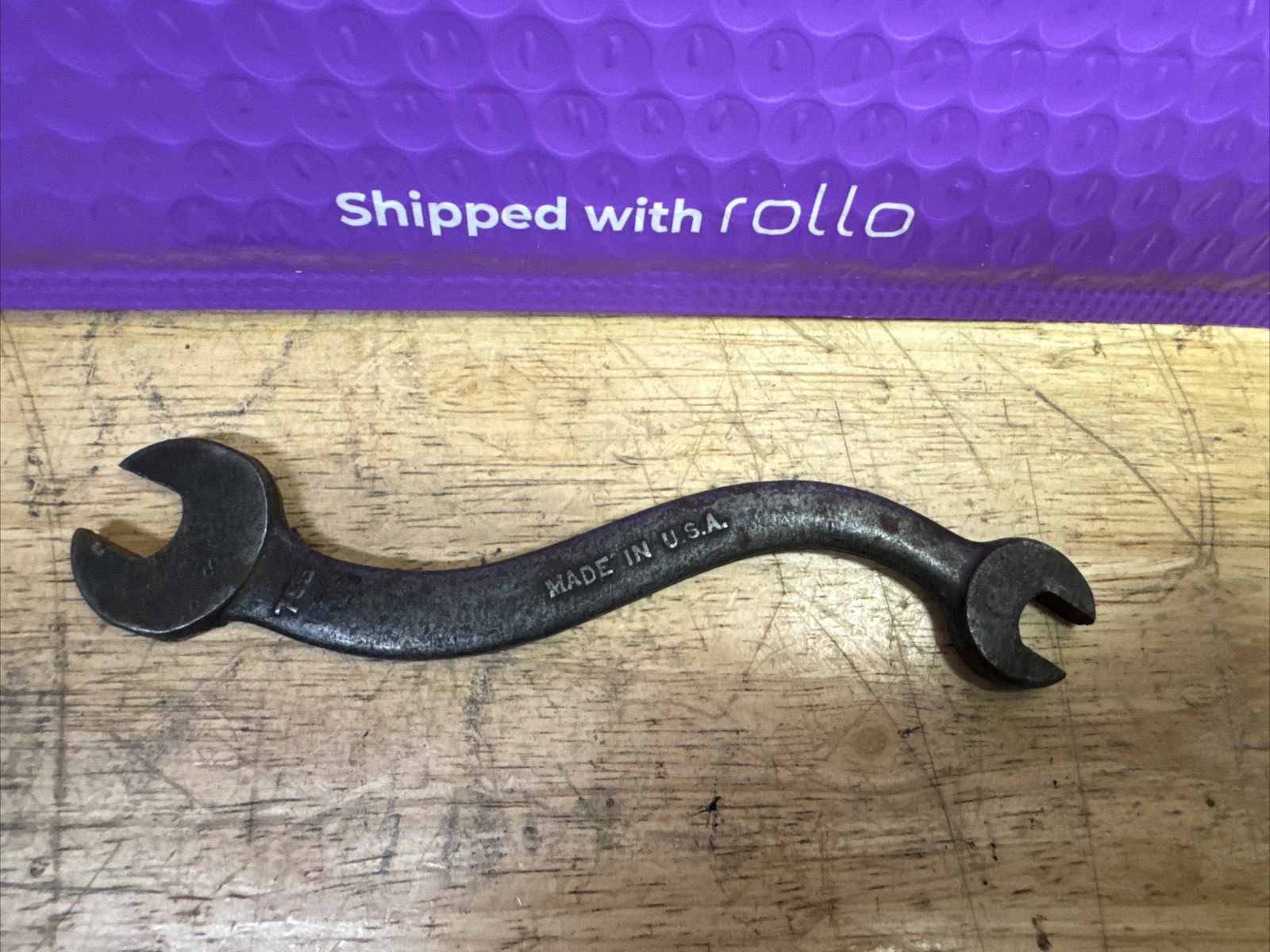 Snake Shaped Double Open End Wrench 75B – 3/8” – 7/16” – Made in USA Drop Forged
