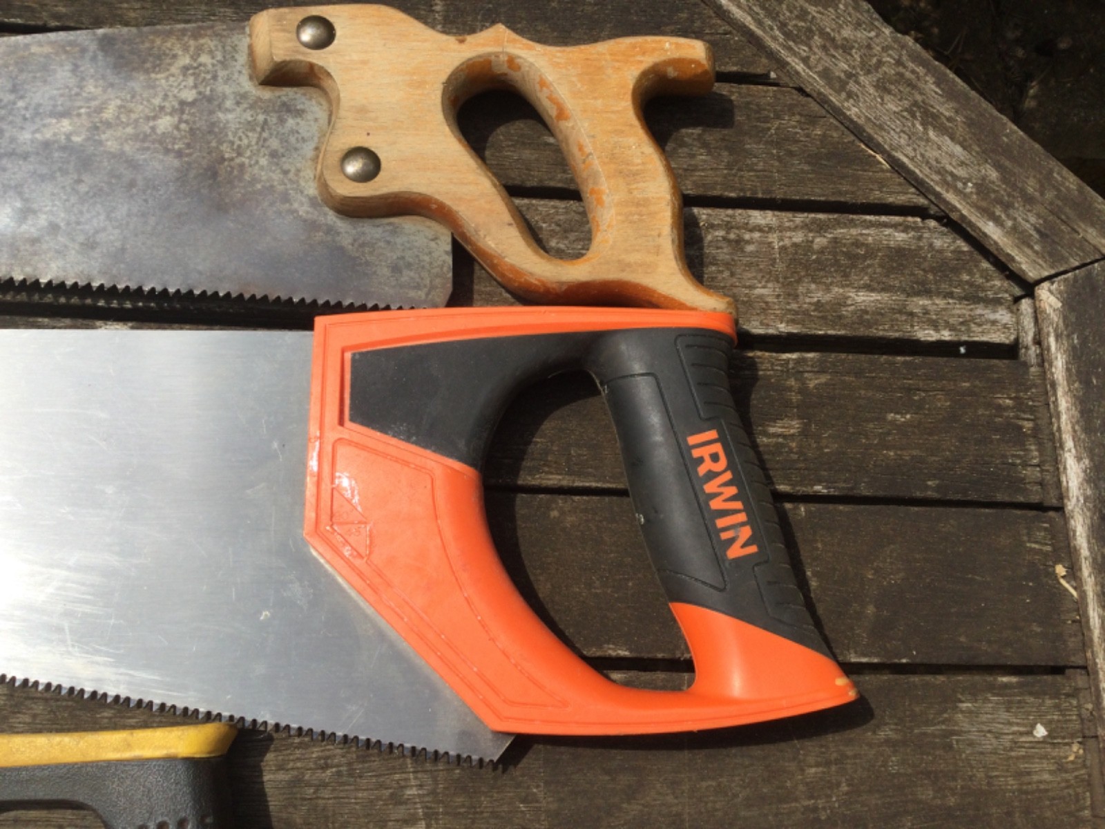 Four Vintage & Contemporary Carpentry Saws Inc Sandvik Tenon Saw & 17” Panel Saw
