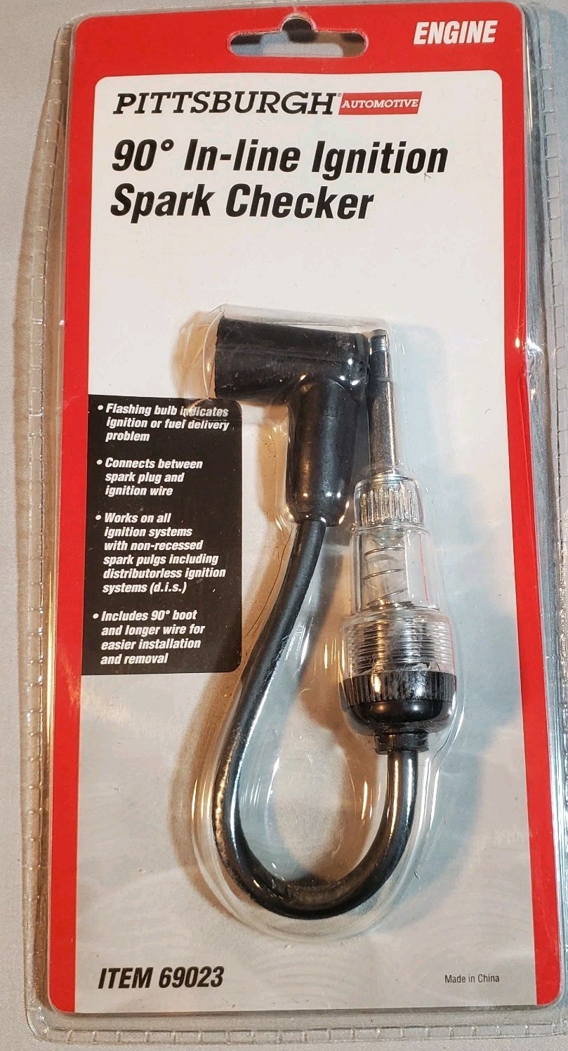 Pittsburgh 90 Degree In-line Ignition Spark Checker 69023 w/Flashing Bulb New