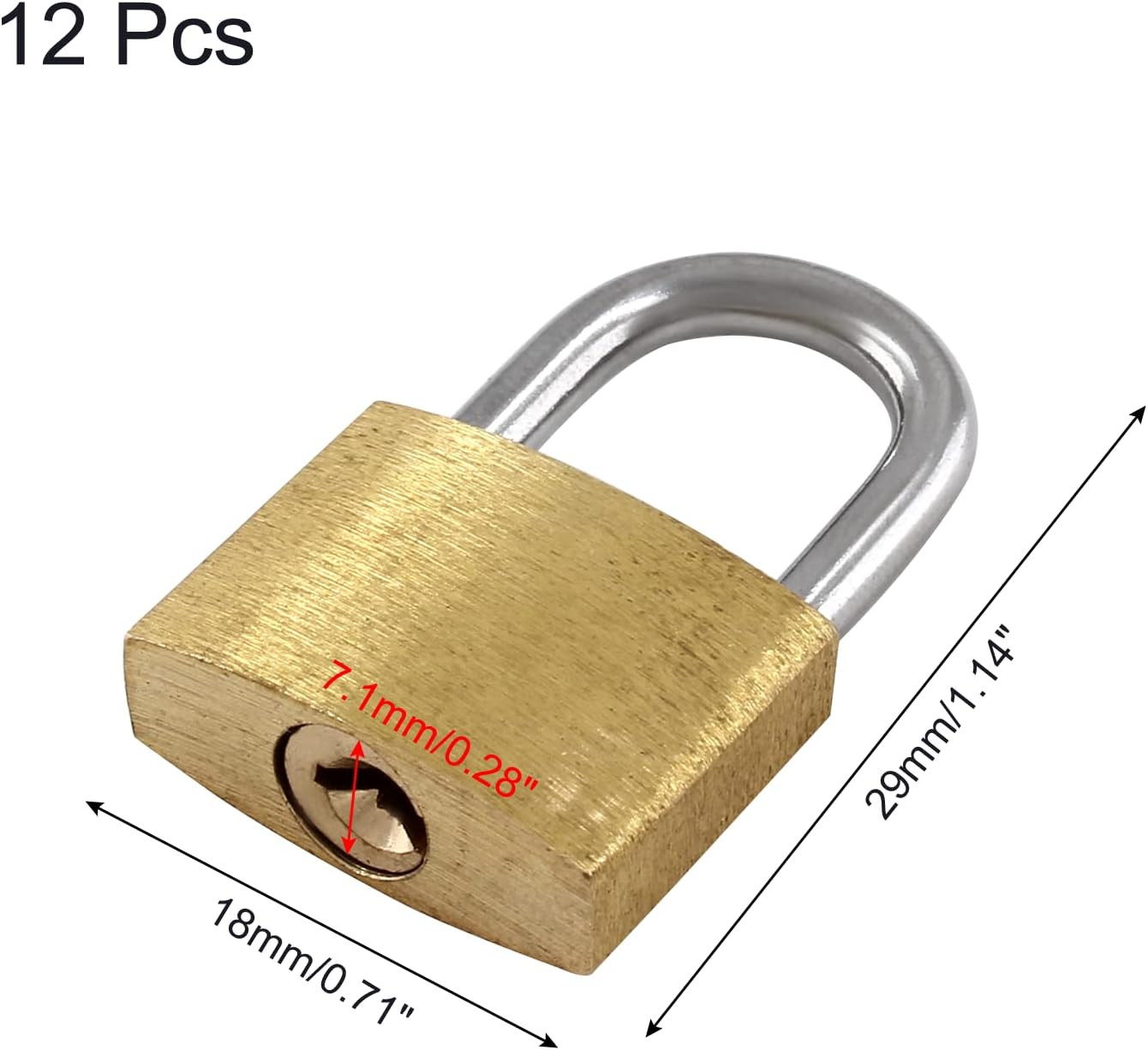 12 Pieces Mini Locks with Keys, Small Solid Brass Padlock Suitcase Locks for Lug