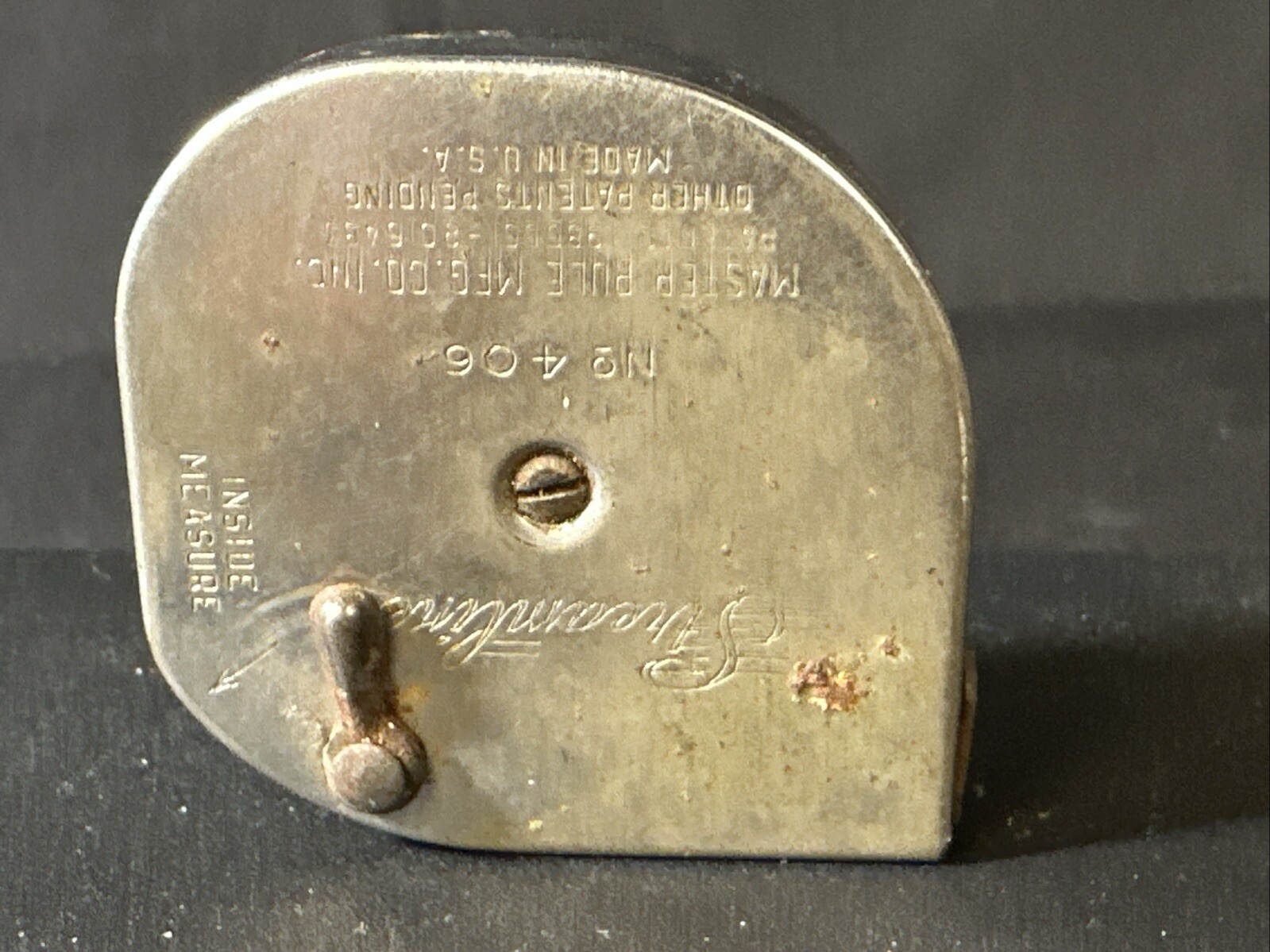 Vintage Metal Tape Measure Streamline # 406 Rocker Lock On Side Housing Works!