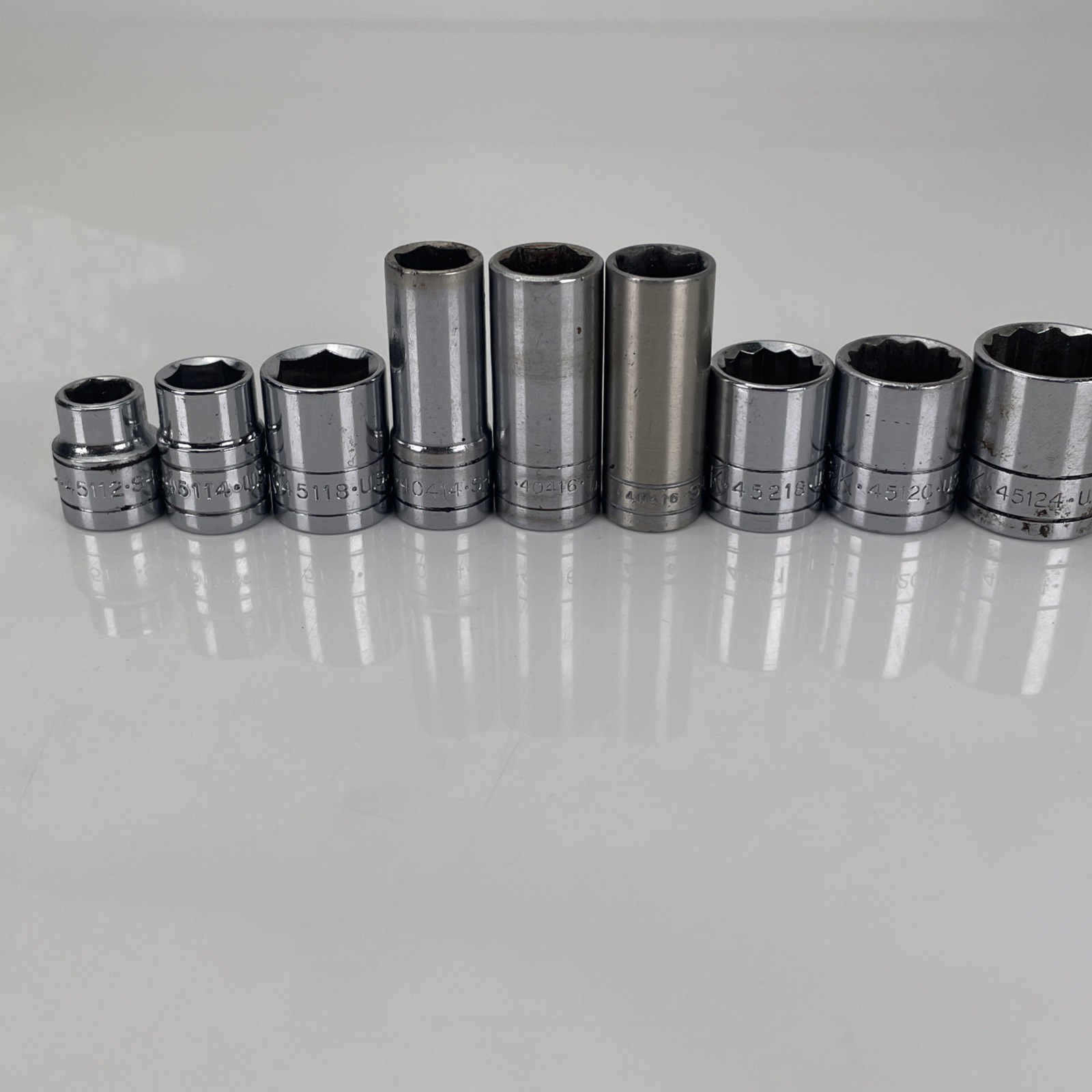 S-K TOOLS 3/8″ Drive (9) Pcs SAE Deep & Shallow 6 & 12 point Made in the USA