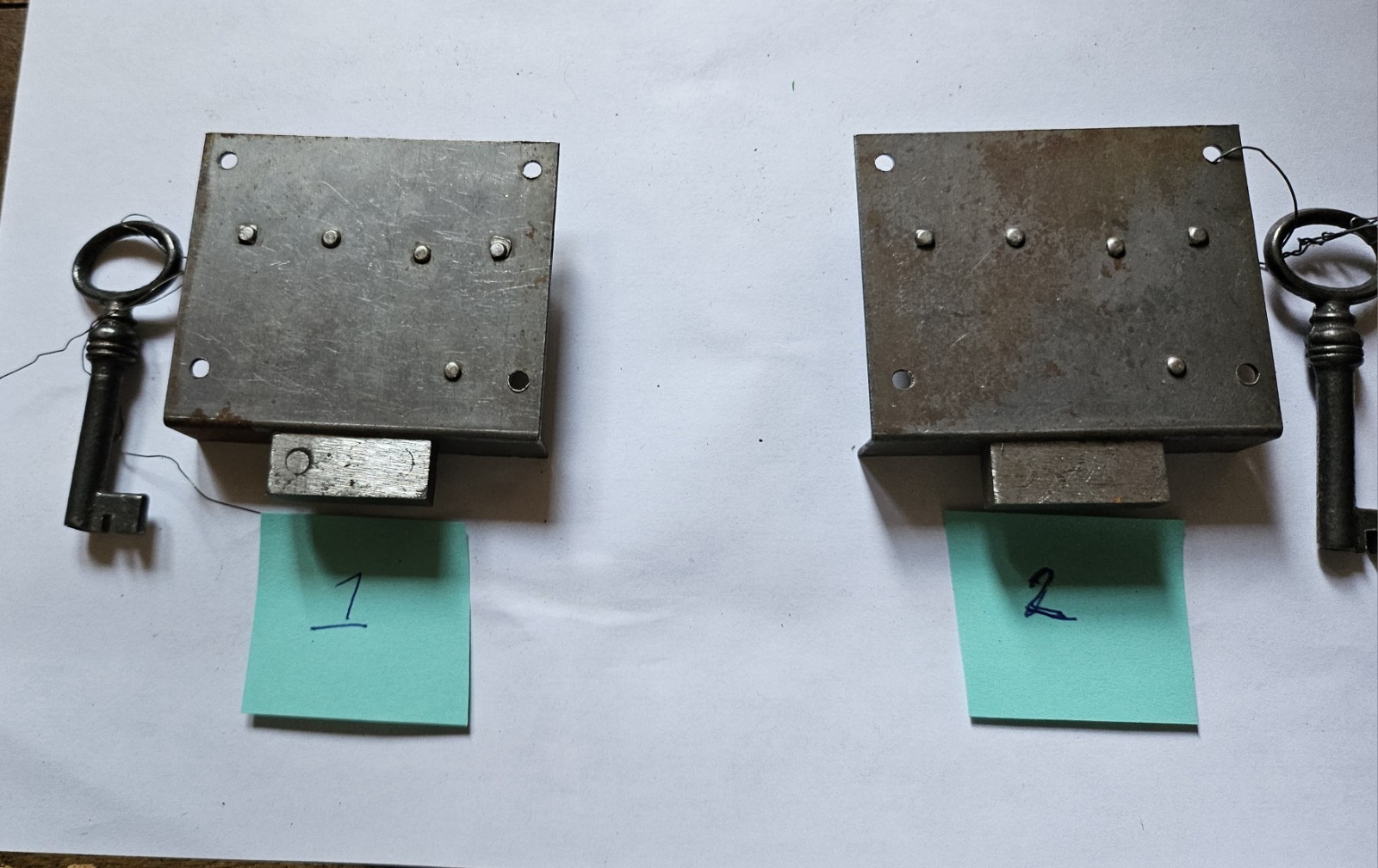 Antique Metal Drawer/Dresser Lock w/key, 2.5″w x 2″h Select 1 or 2 or both