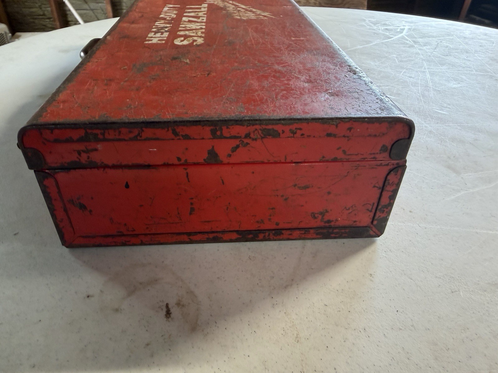 Vintage Milwaukee Heavy Duty Sawzall Metal Tool Case Empty Red Steel Box