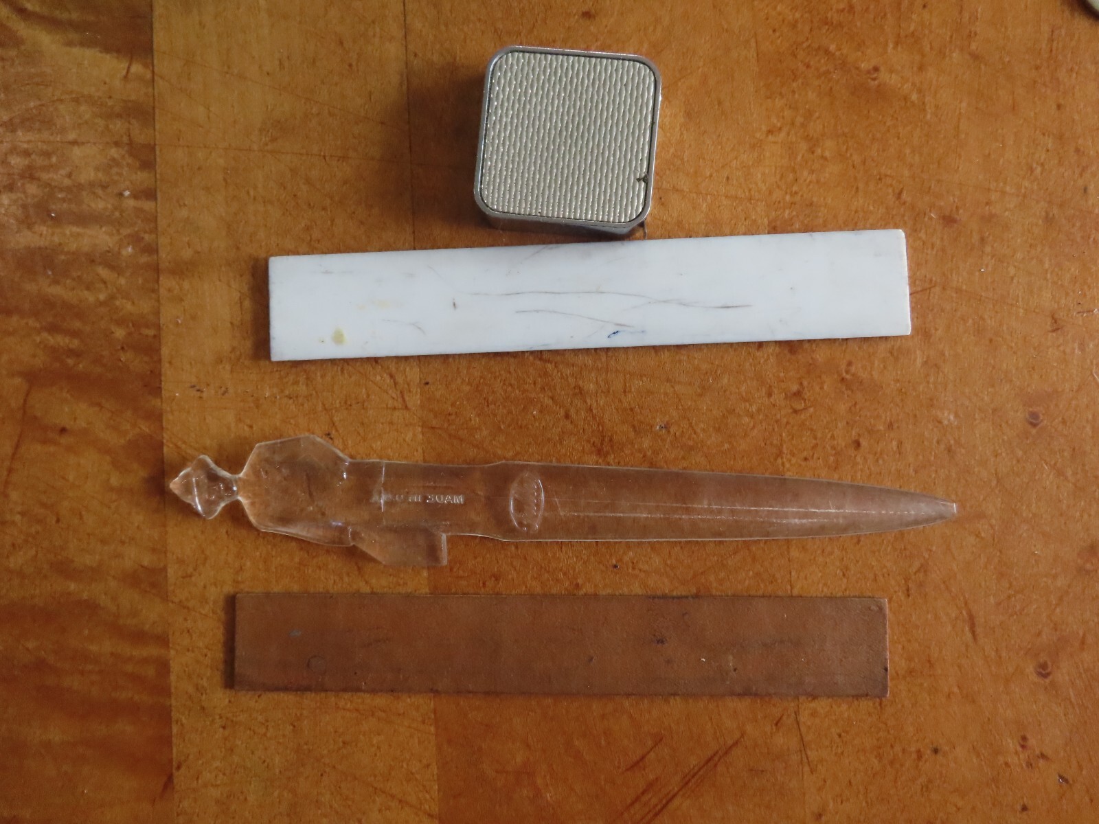 Vintage Plastic Wood Ruler Snap Crackle Pop Letter Opener Barlow Tape Measure