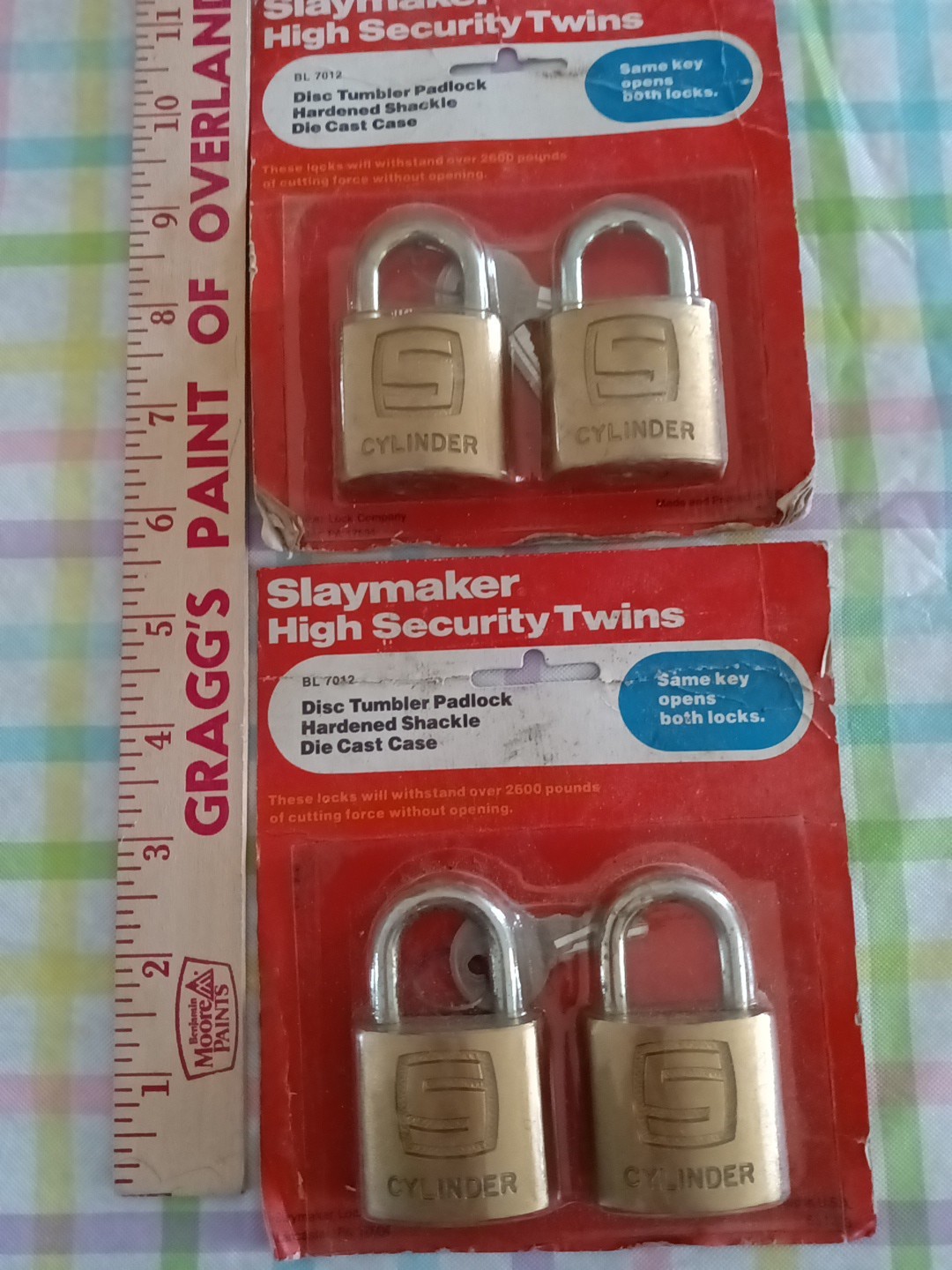 Vintage SLAYMAKER Padlocks NOS Two Sets Withstands 2600 Pounds Of Cutting Force