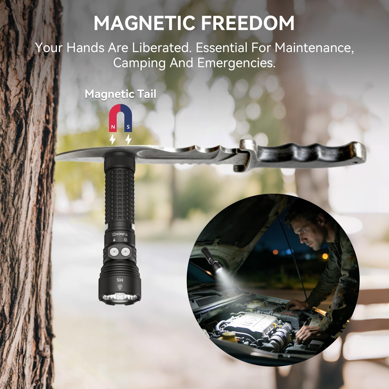 TUNENGE M5 5200 High Lumen LED Flashlight, USB-C Flashlight