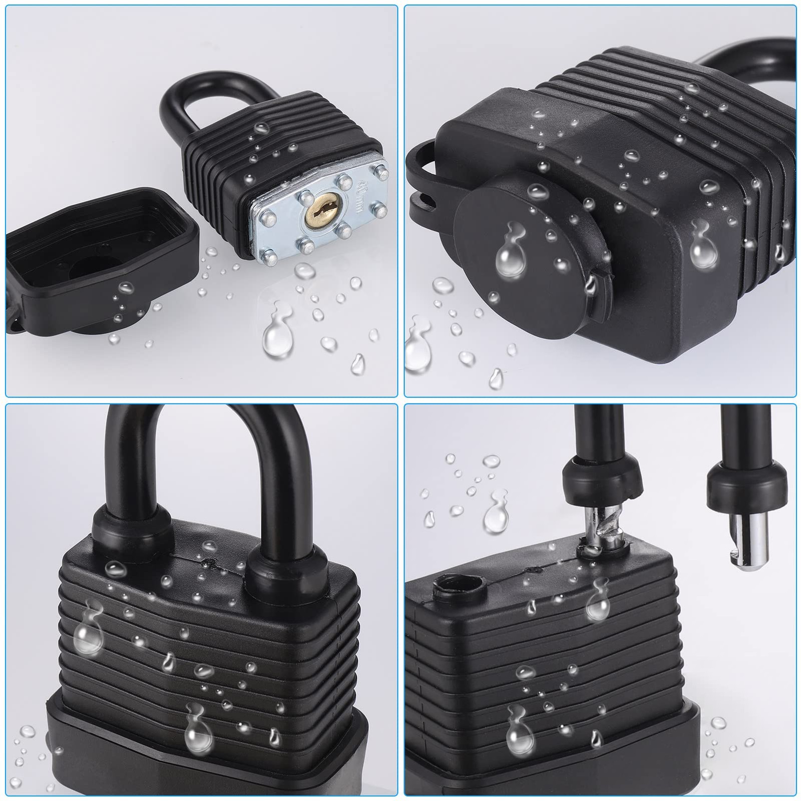 Padlock Latch Lock, 4Inch Stainless Steel Hasp with Keys Black