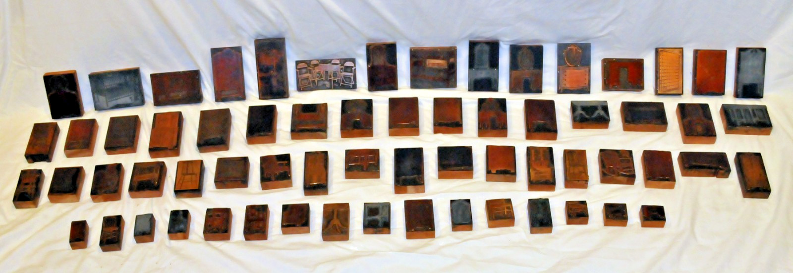 Vintage Industrial Printing Blocks Lot – Metal Relief Letterpress Plates – Large