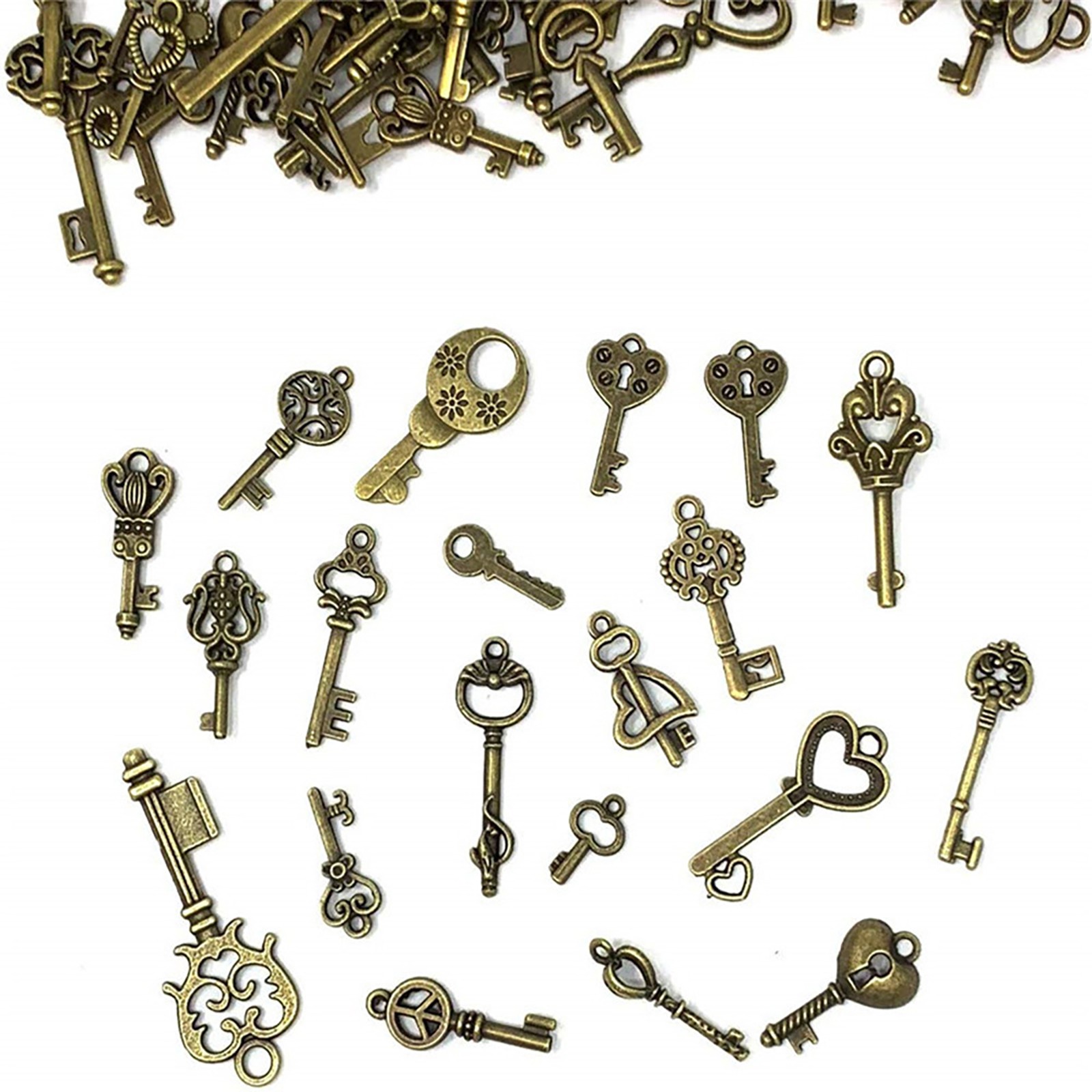 125pcs/Set Vintage Style Antique Mixed Skeleton Keys Furniture Cabinet Old Lock