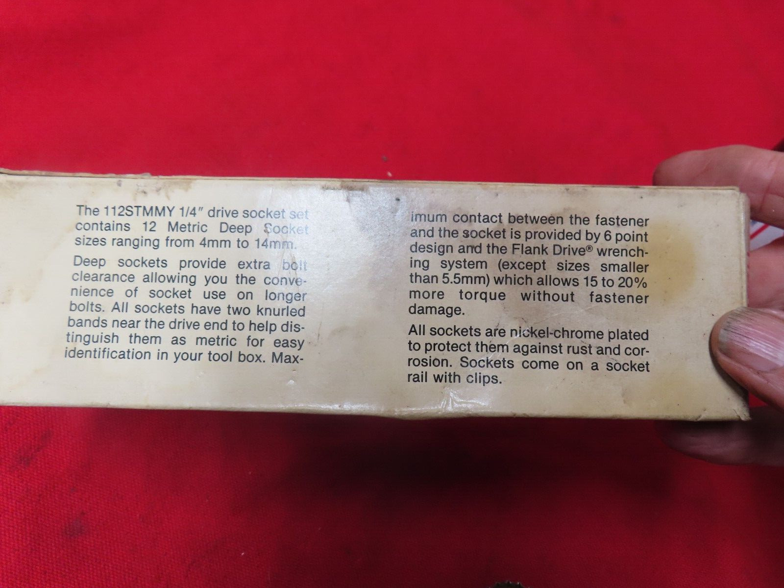 Vtg Snap-On 112STMMY 1/4dr Metric Deep Socket Box 1980’s~AVG+ 🤠🤠SO2.26.24