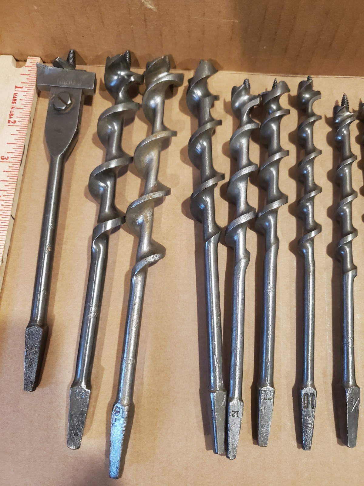 12 Vintage Bit Brace Hand Drill Bits,Auger bits,Adjustable, Old Carpenter Tools