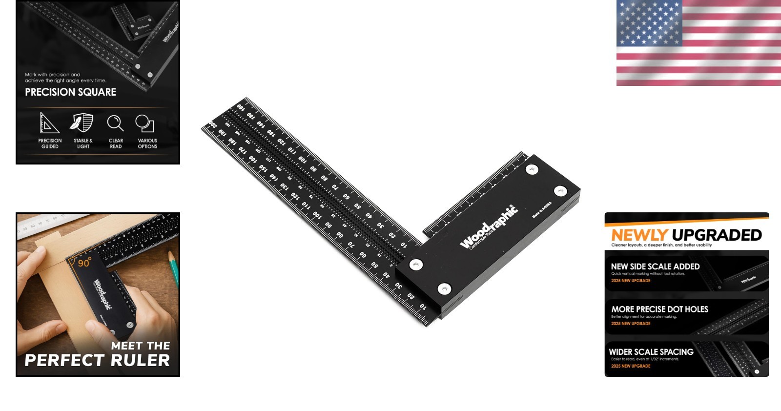 Compact 200mm Precision Square – Lightweight Aluminum Tool for Carpenters