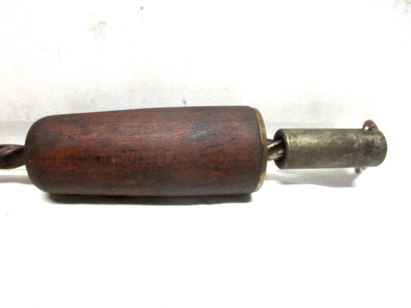 Antique wood brass rope wire twine yarn twisting winding binding hand tool