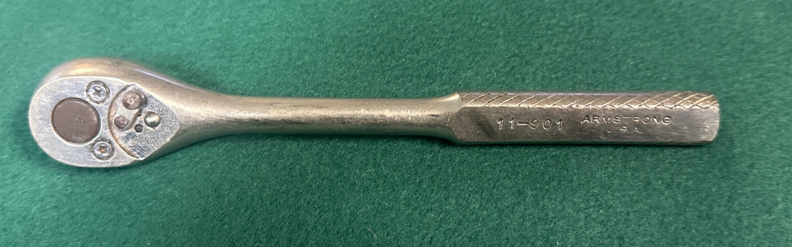 VINTAGE ARMSTRONG USA 11-901 3/8″ DRIVE RATCHET 7 1/2″ LONG Good Condition!