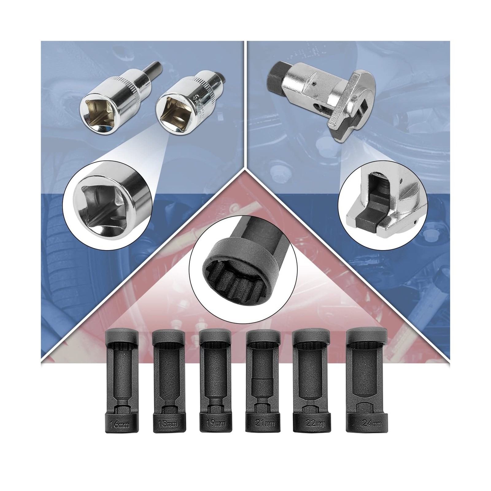 Strut Nut Socket 16mm 18mm 19mm 21mm 22mm 24mm with 12 Point 1/… FAST USA SHIP
