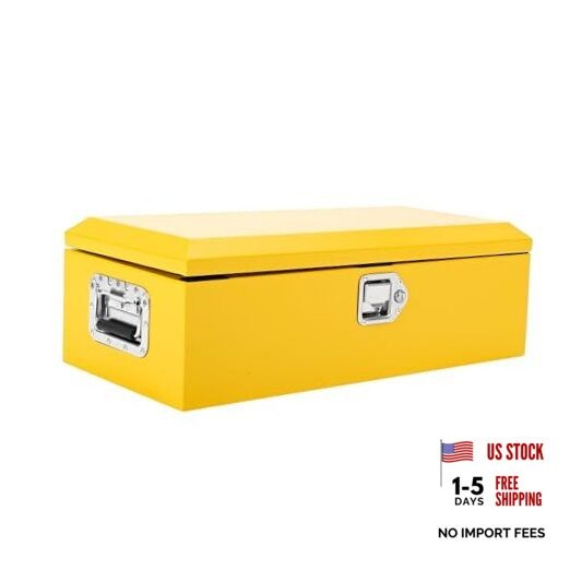 Heavy Duty Steel Truck Bed Tool Box, Powder-Coated Diamond Plate Storage Chest