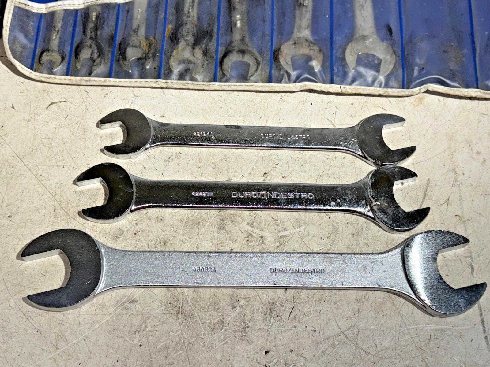 Vintage Duro/Indestro Chrome Metric Open End Wrench Set #84300 – 10 Piece 8-32mm