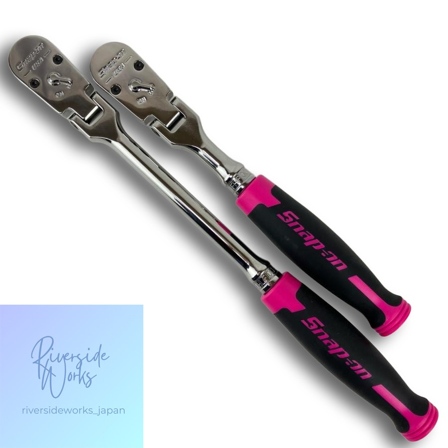 Snap-on 3/8 9.5sq 100 Gear Flex Head Ratchet Set 2pcs Black Pink
