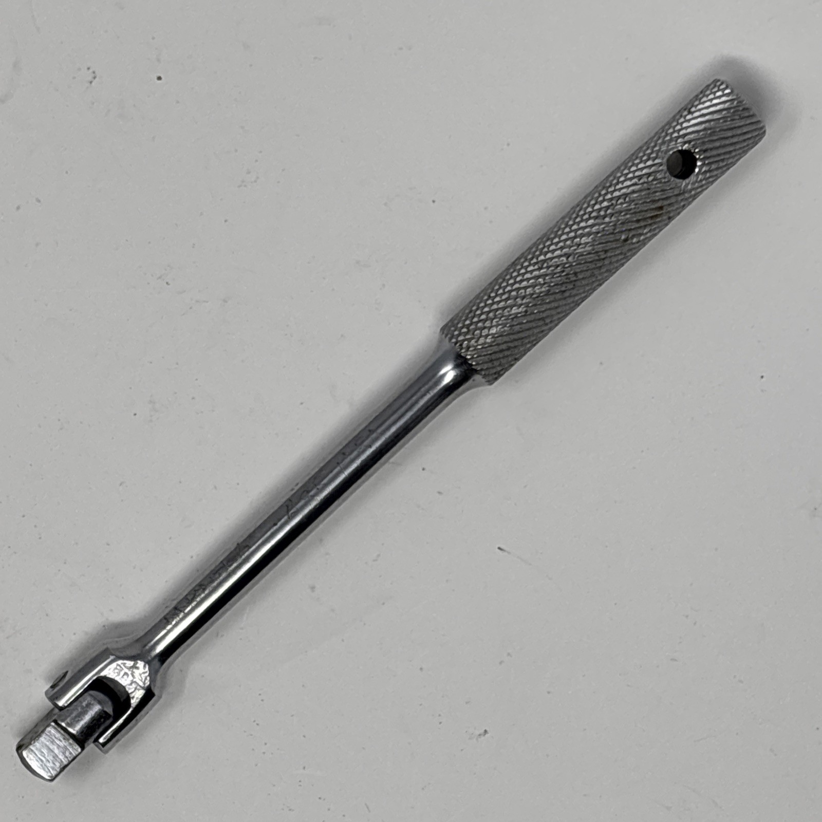 Vintage Thorsen 12J Chrome 3/8″ Drive Flex Head Breaker Bar, Knurled Handle