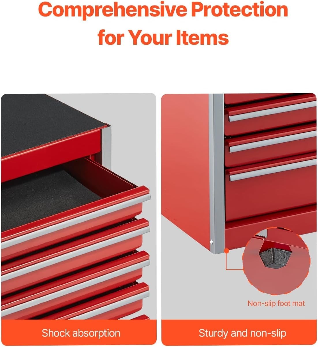 Heavy-Duty 5-Drawer Tool Chest – Red Portable Toolbox with Ball Bearing Slides
