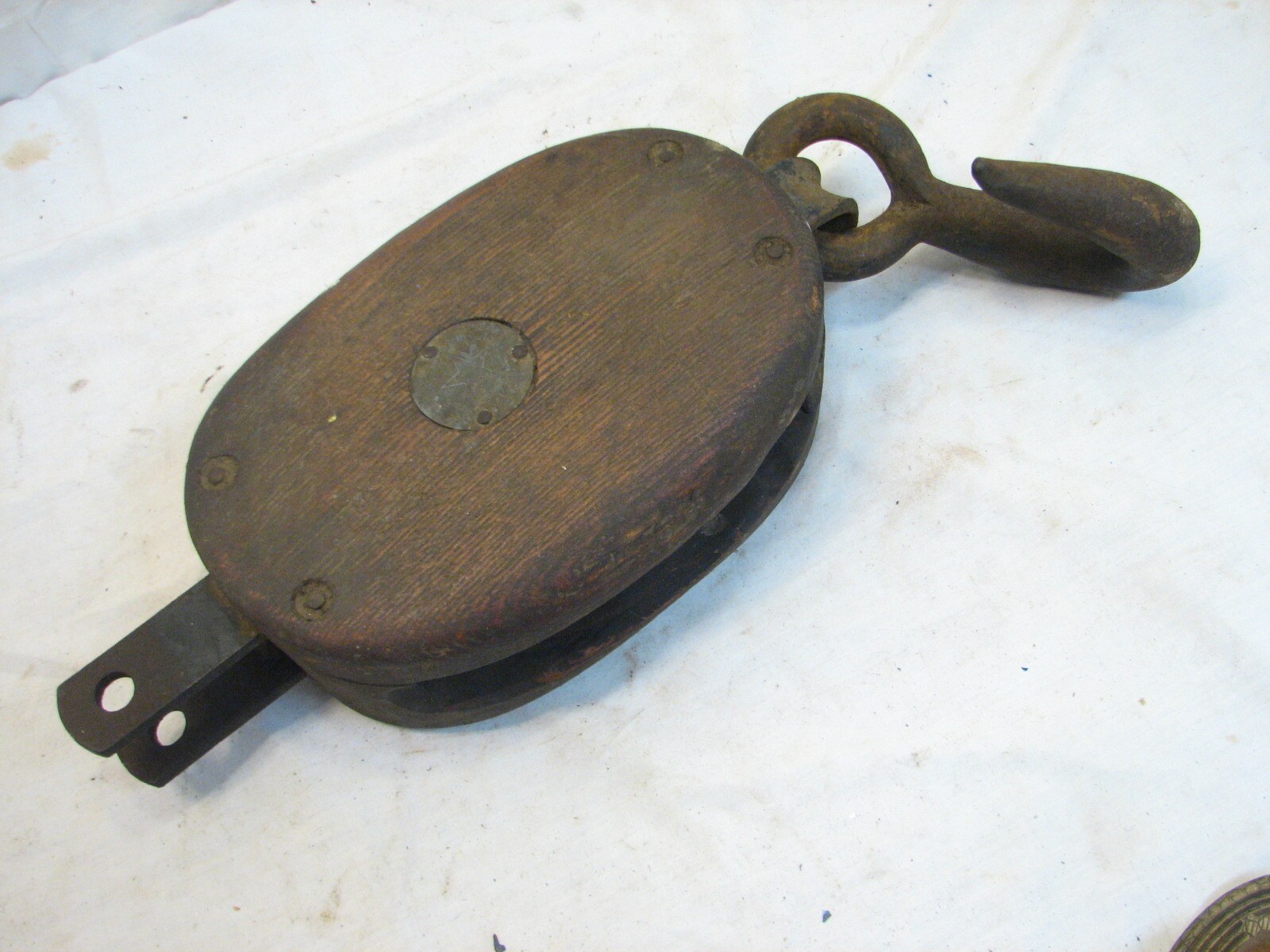 Wood & Iron Star Logo Snatch Block Pulley Farm Barn Tool Decor Boston Lockport B