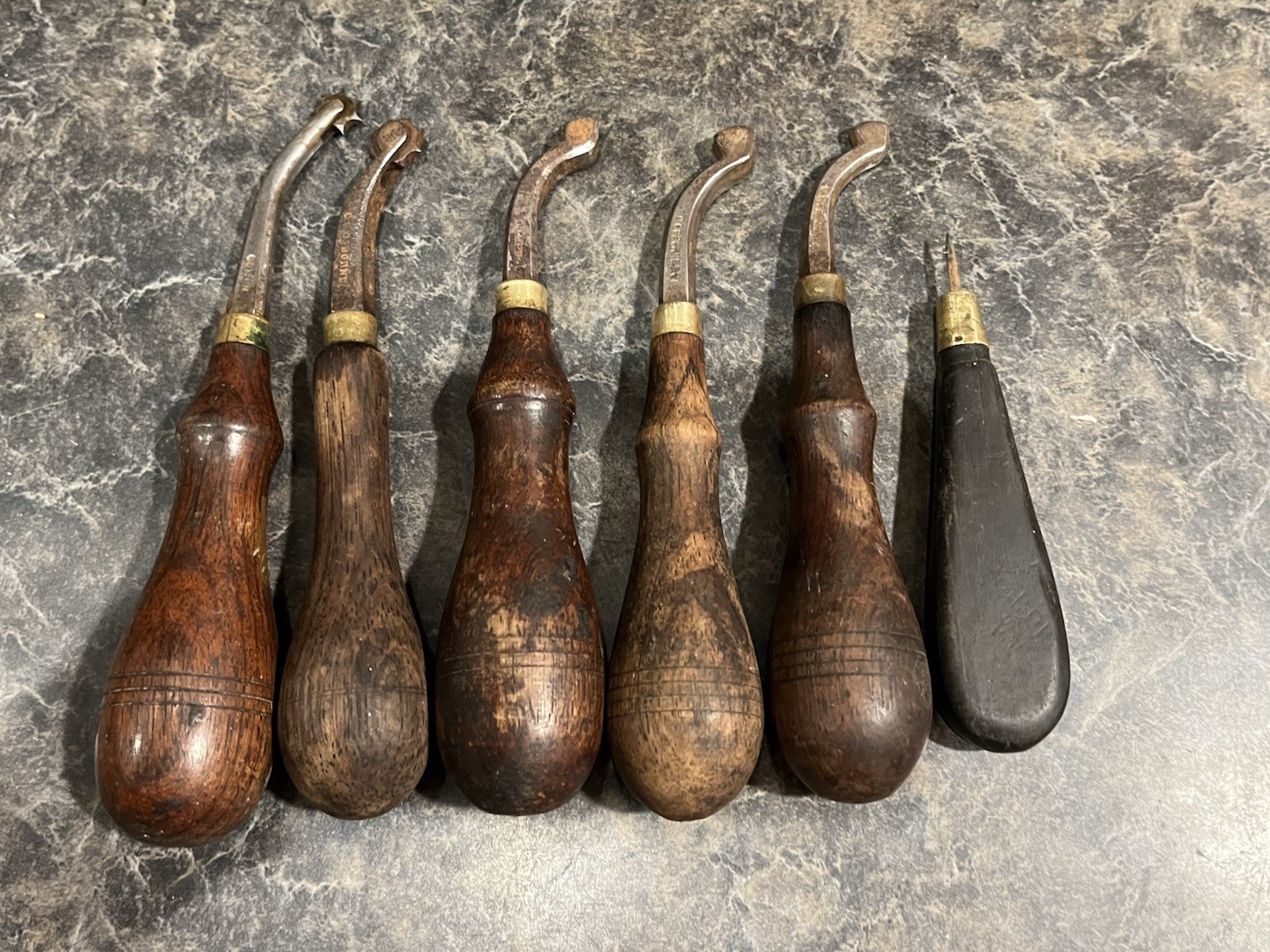 LOT GOMPH C.S. OSBORNE COBBLER LEATHER TOOL EDGE CREASER POUNCE OVERSTITCH WHEEL