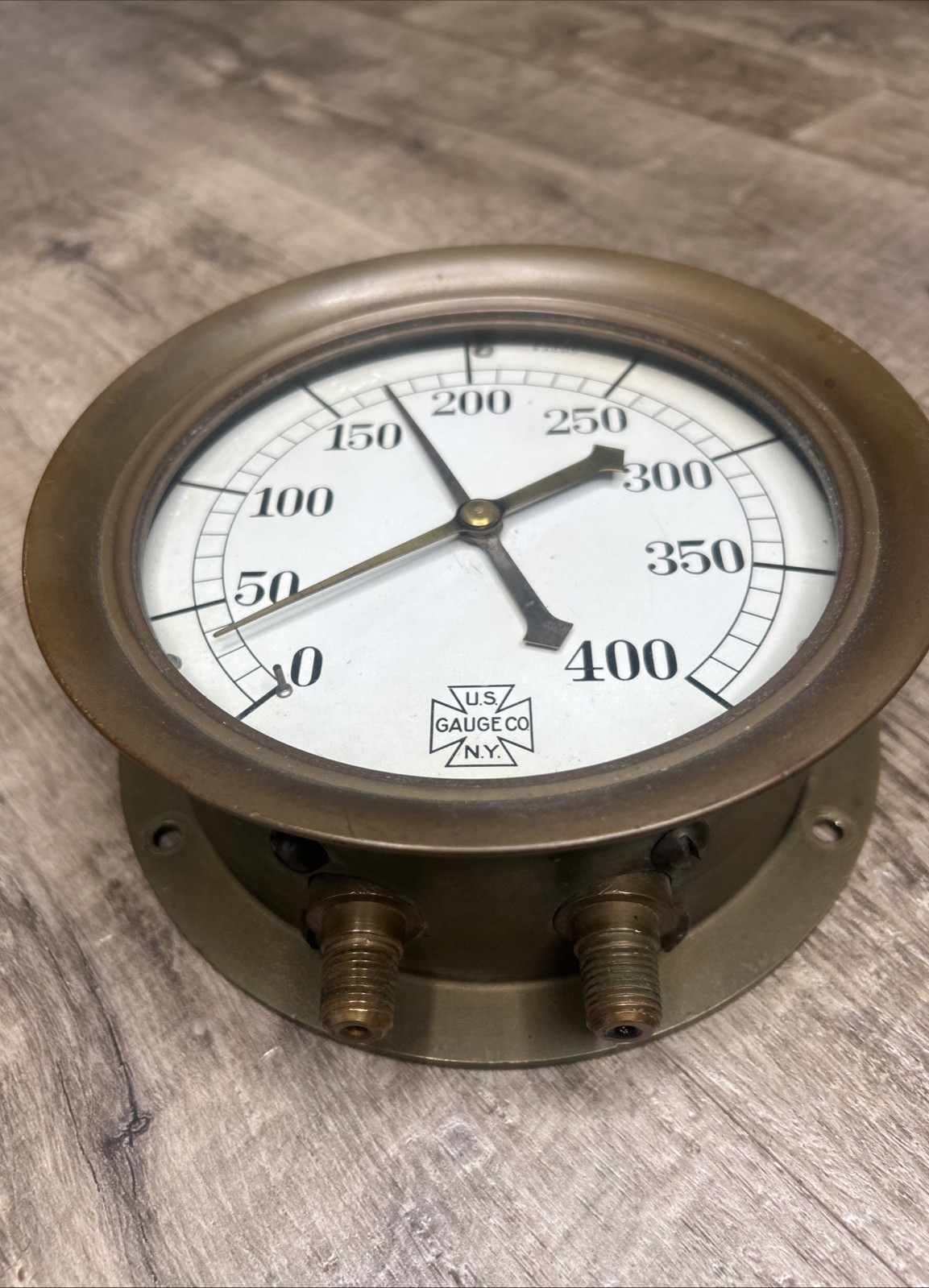 Antique Brass U.S. Gauge Co. N.Y Pressure Gauge 7″ USA Rare Industrial Salvage