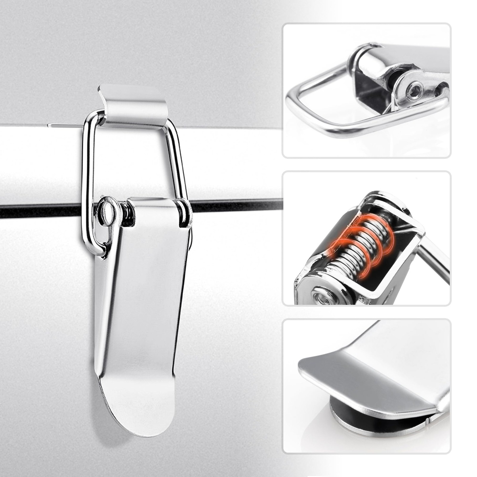 BlingKingdom 4 PCS Stainless Steel Spring Loaded Toggle Latches with Silver