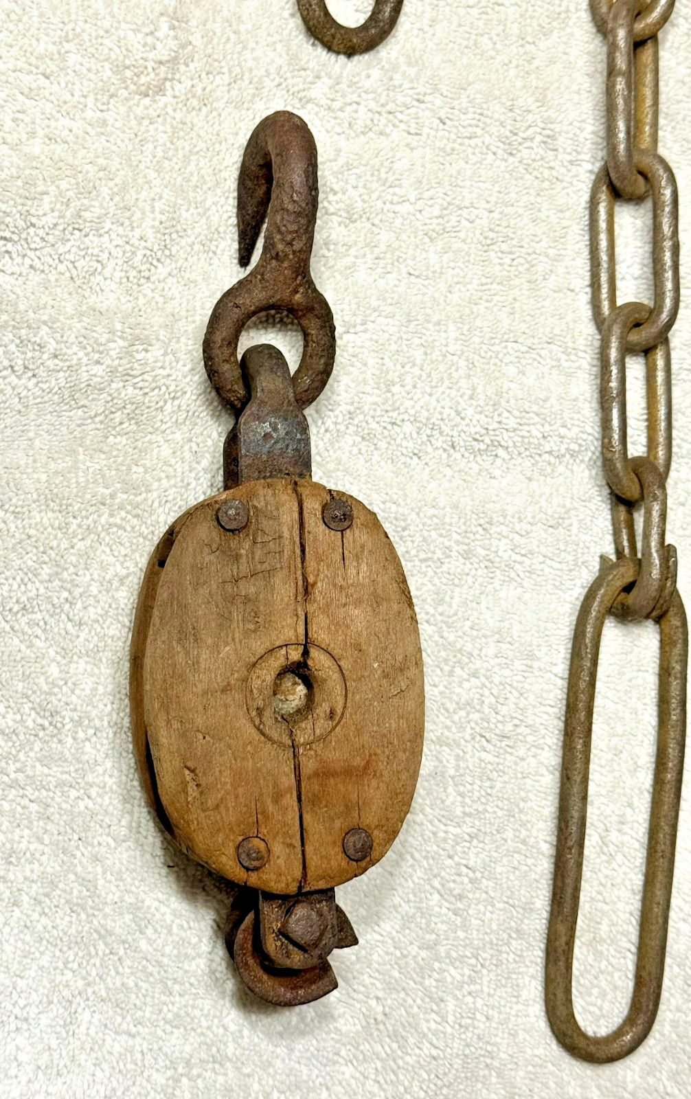 Vintage Chains With Circular Link Ends and Barn Pully