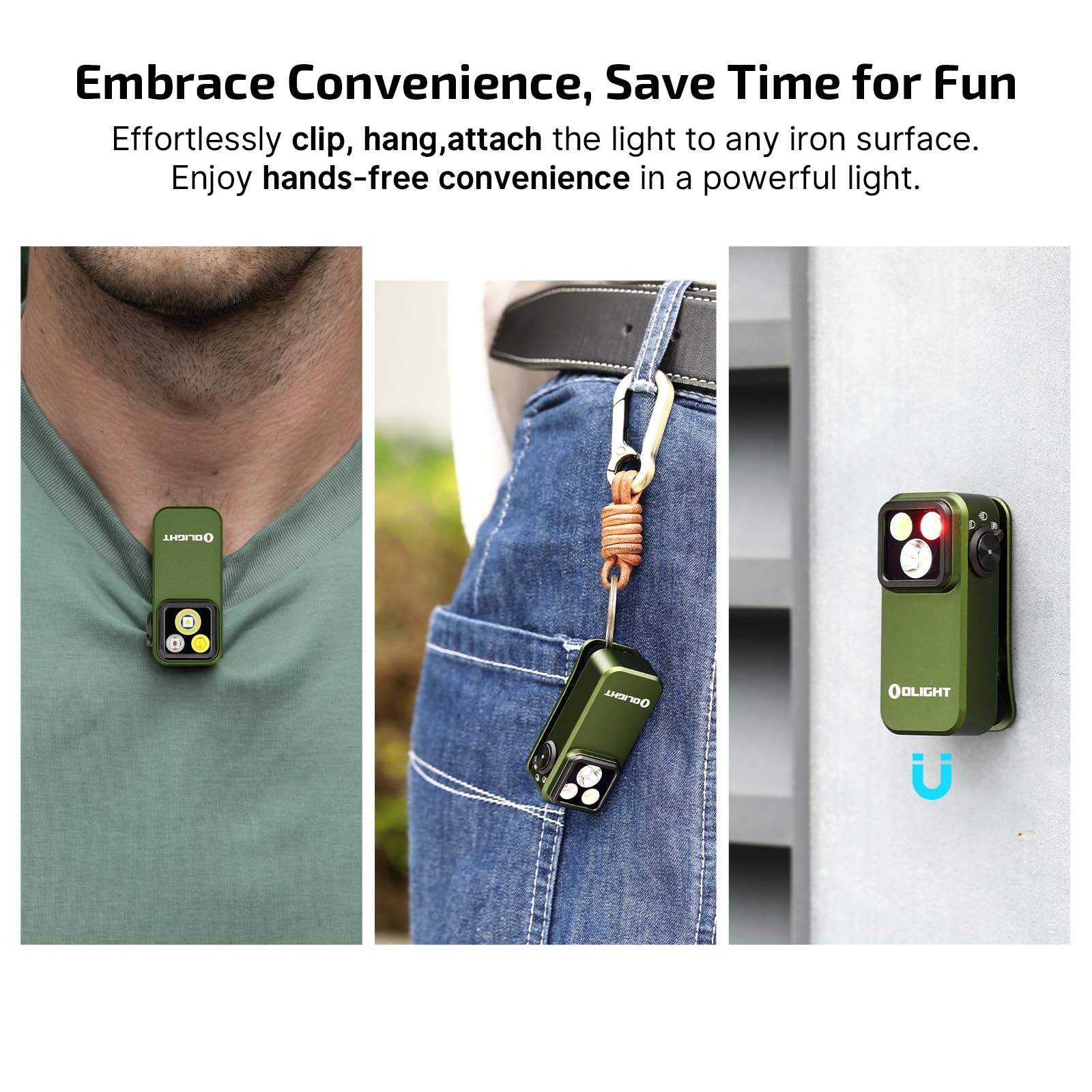 OLIGHT Oclip Pro EDC Flashlight Clip-on Light, Rechargeable 500 OD Greeen