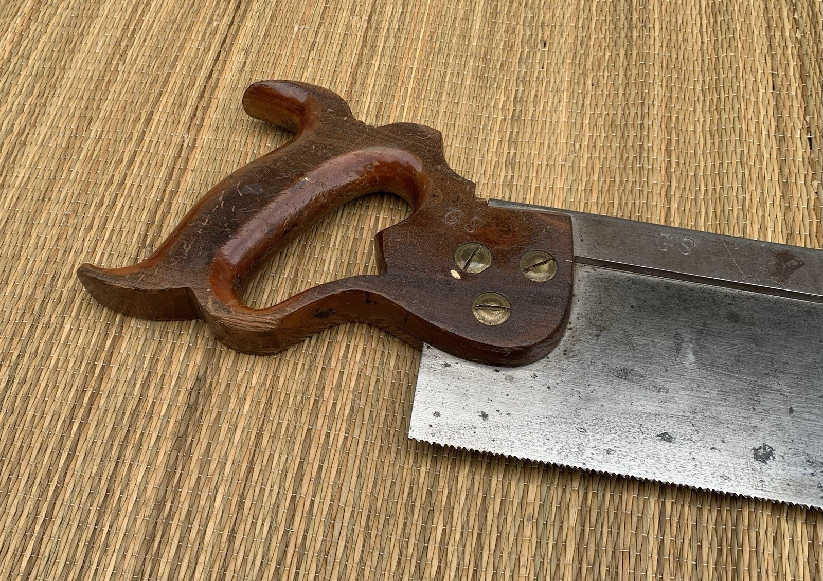 E.C. Atkins & Co. No. 2 14” Backsaw w/ Handle Silver Steel Logo Partly Visible