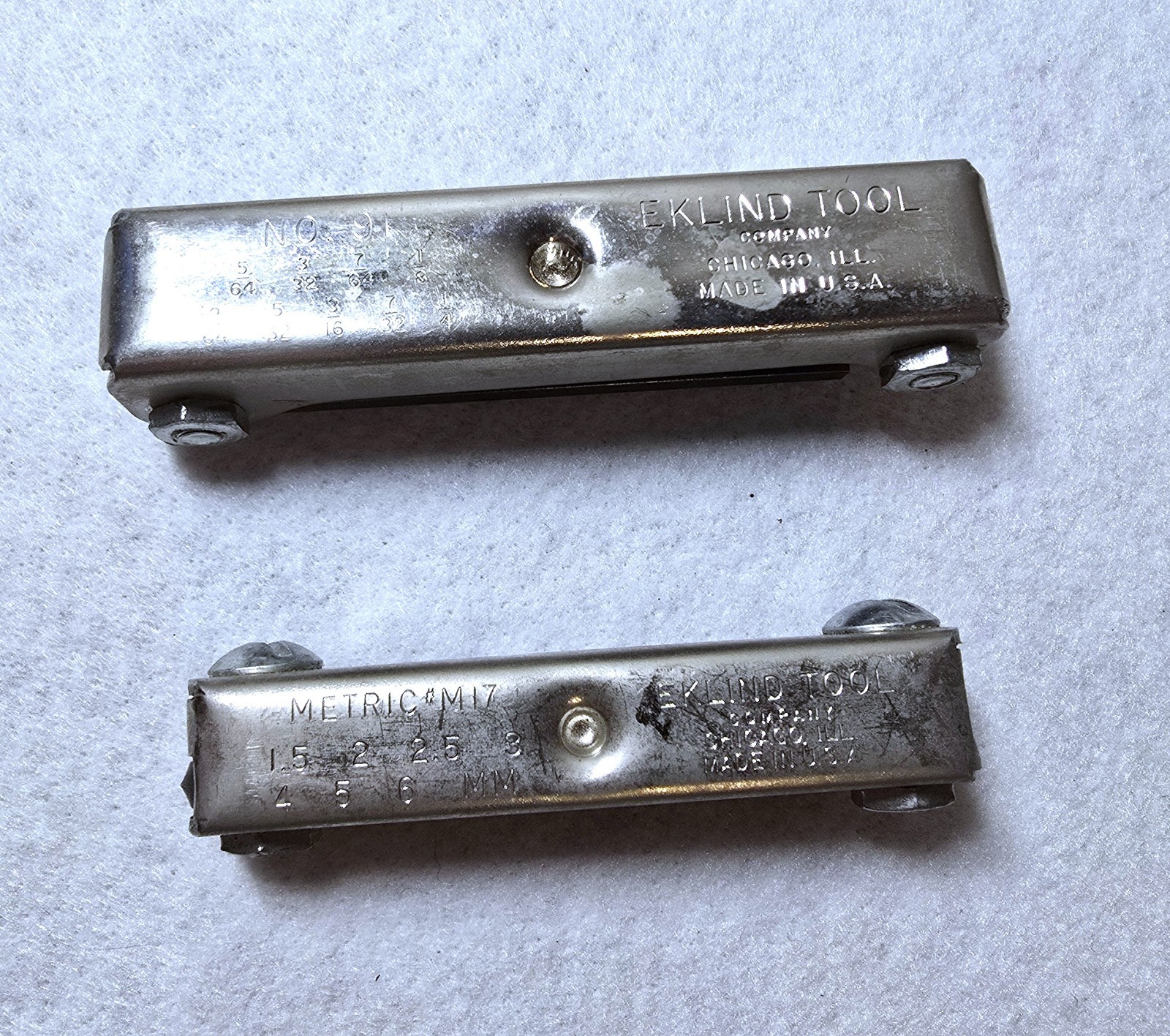 2 Vintage Eklind Tool Folding Allen Wrenches 1 Metric #M17 and 1 Standard No, 91